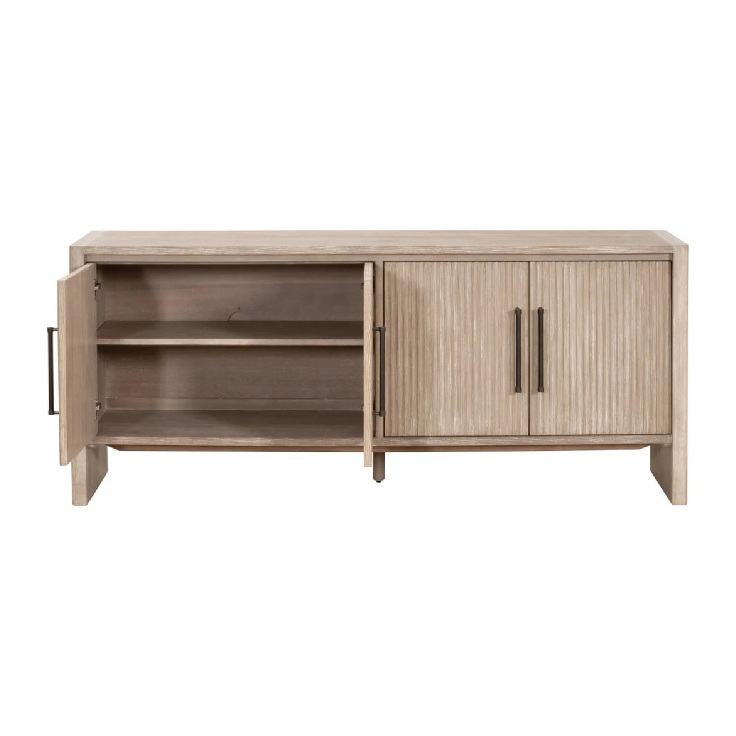 Luxury Natural Gray Acacia 4-Door Sideboard European Style for Villa