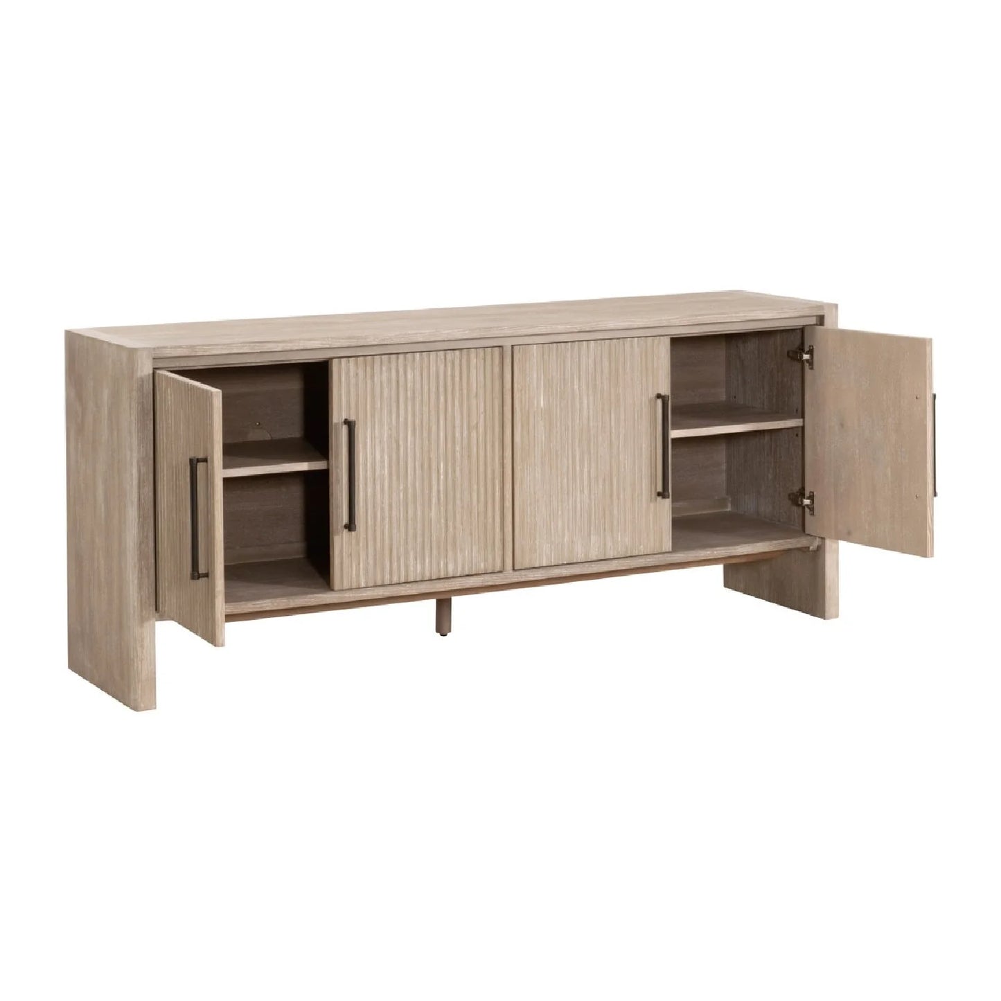 Luxury Natural Gray Acacia 4-Door Sideboard European Style for Villa