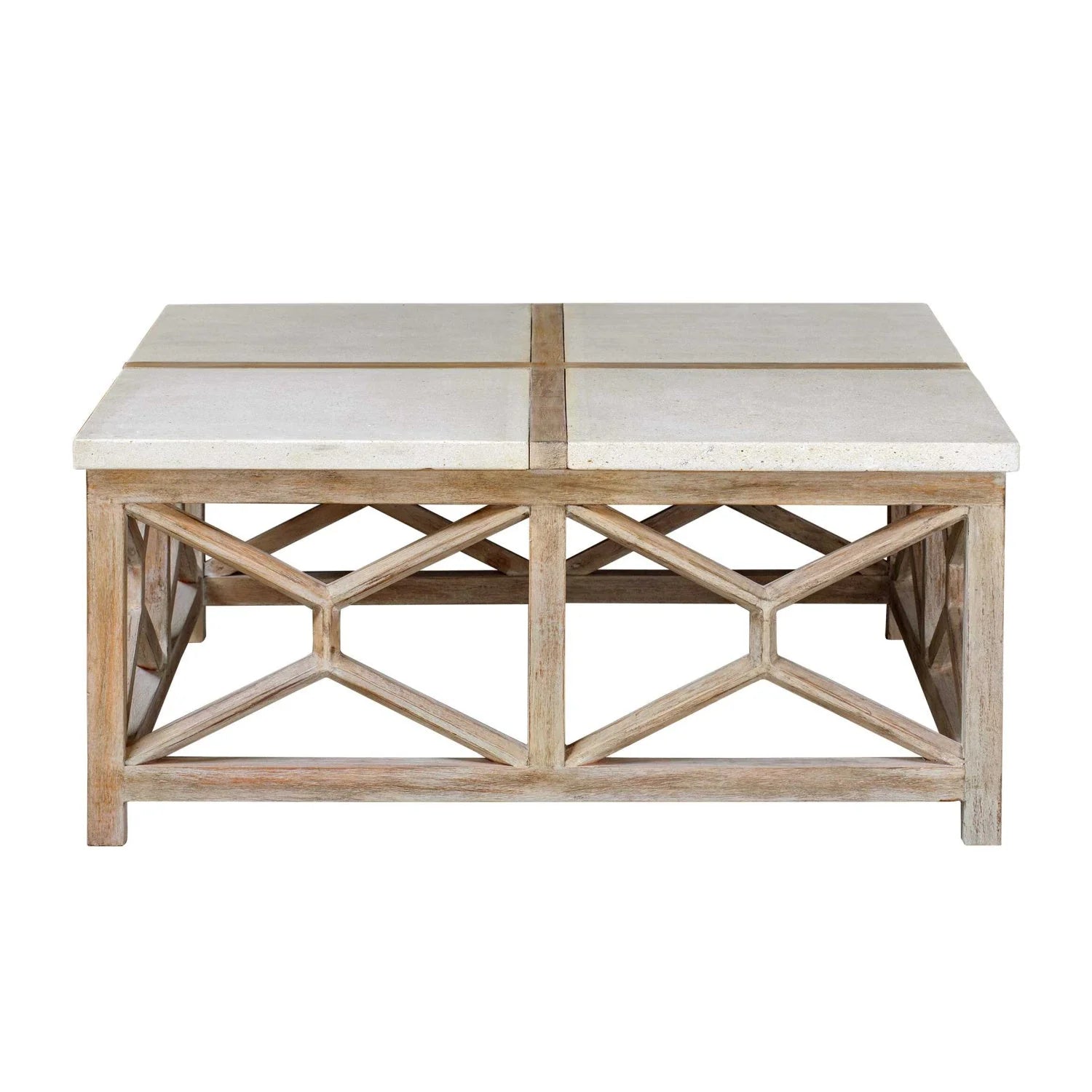 Luxury Natural Limestone Square Coffee Table Modern Italian Style for Villa