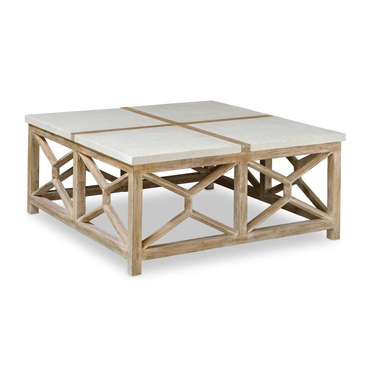 Luxury Natural Limestone Square Coffee Table Modern Italian Style for Villa