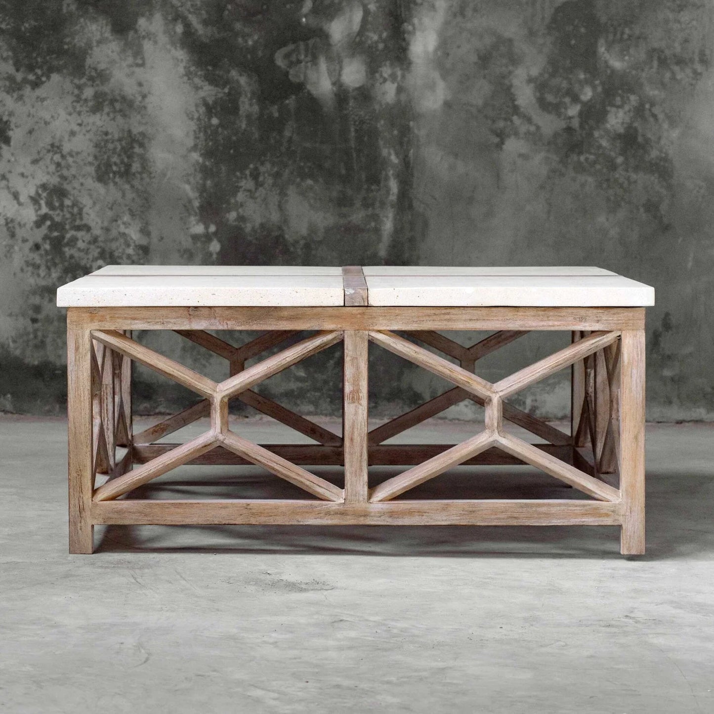 Luxury Natural Limestone Square Coffee Table Modern Italian Style for Villa