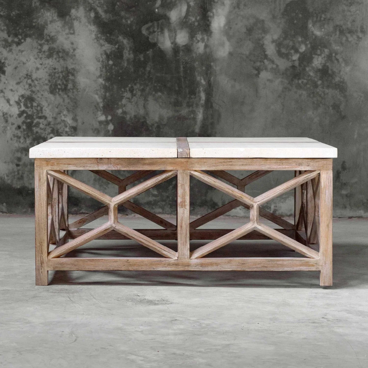 Luxury Natural Limestone Square Coffee Table Modern Italian Style for Villa