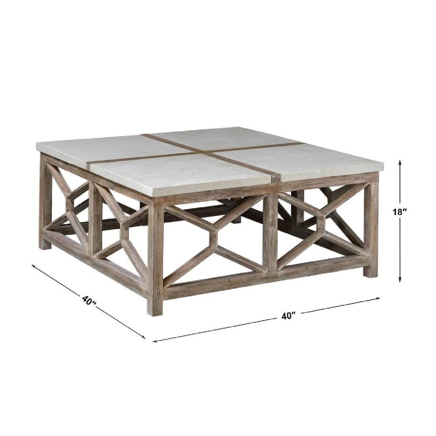 Luxury Natural Limestone Square Coffee Table Modern Italian Style for Villa