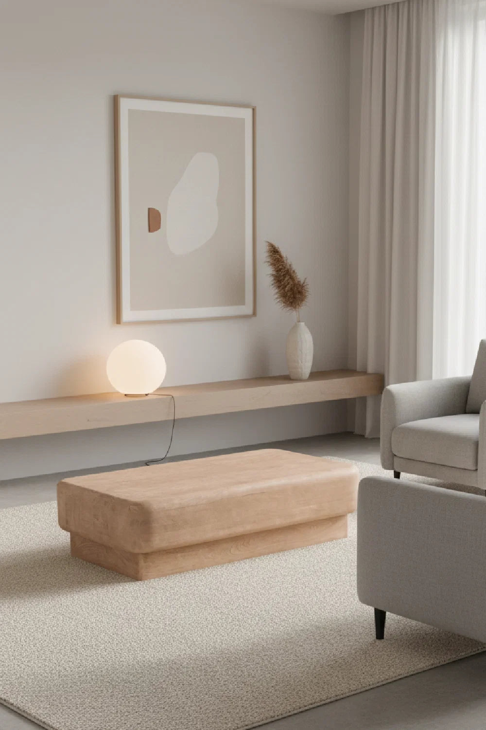 Luxury Natural Mango Wood Coffee Table Modern Italian Style for Villa