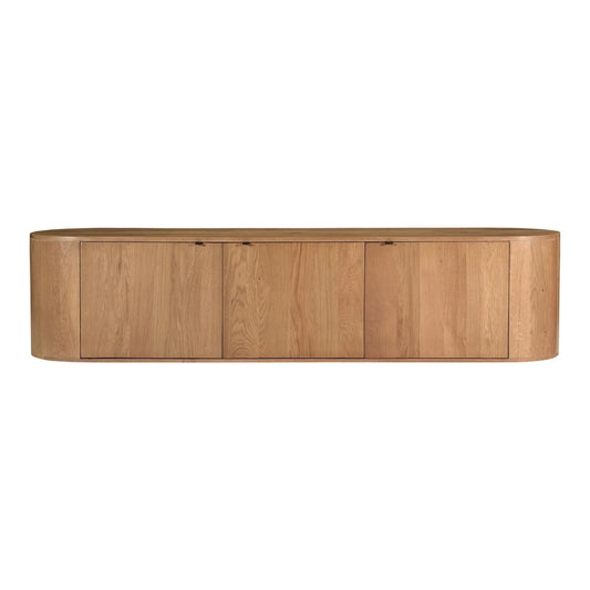 Luxury Natural Oak 3-Door Media Unit Modern Italian Style for Villa
