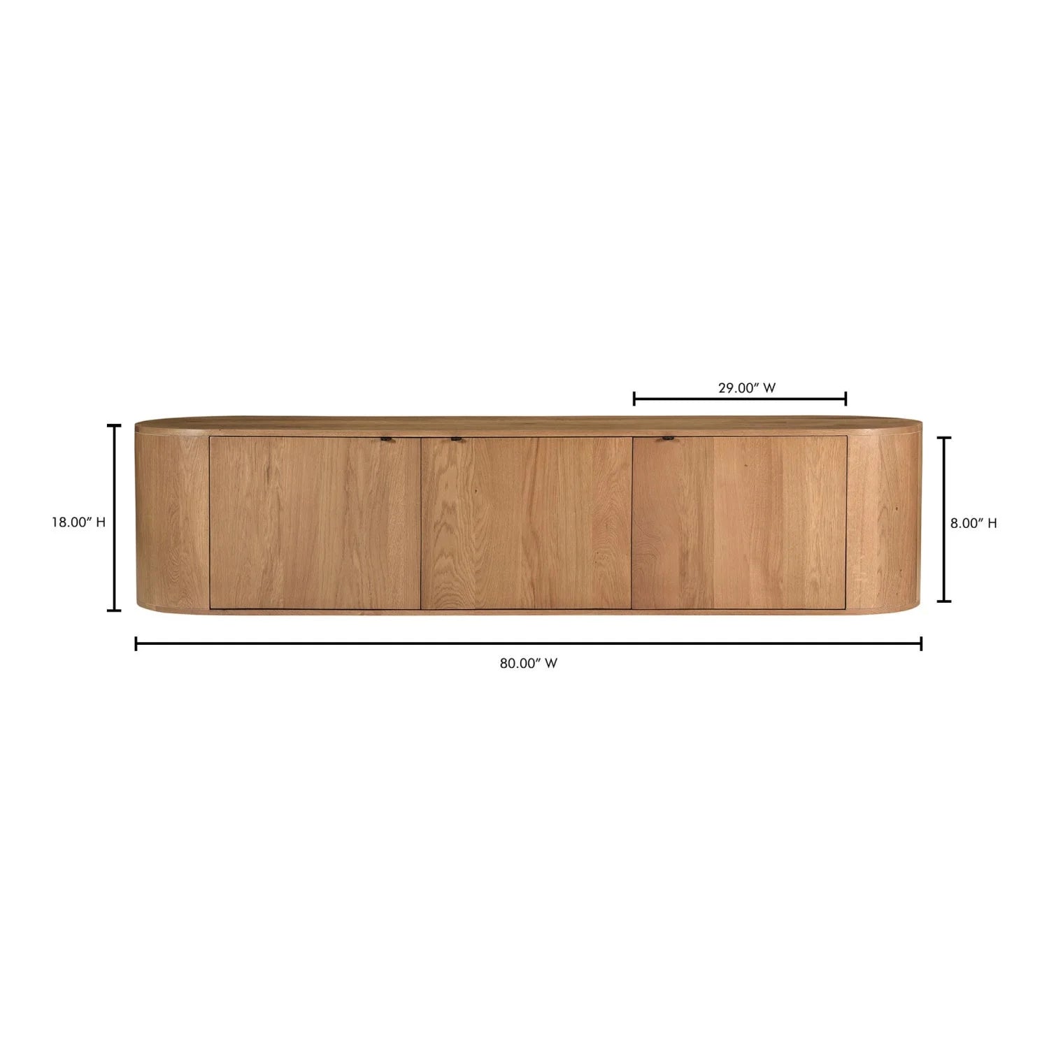 Luxury Natural Oak 3-Door Media Unit Modern Italian Style for Villa