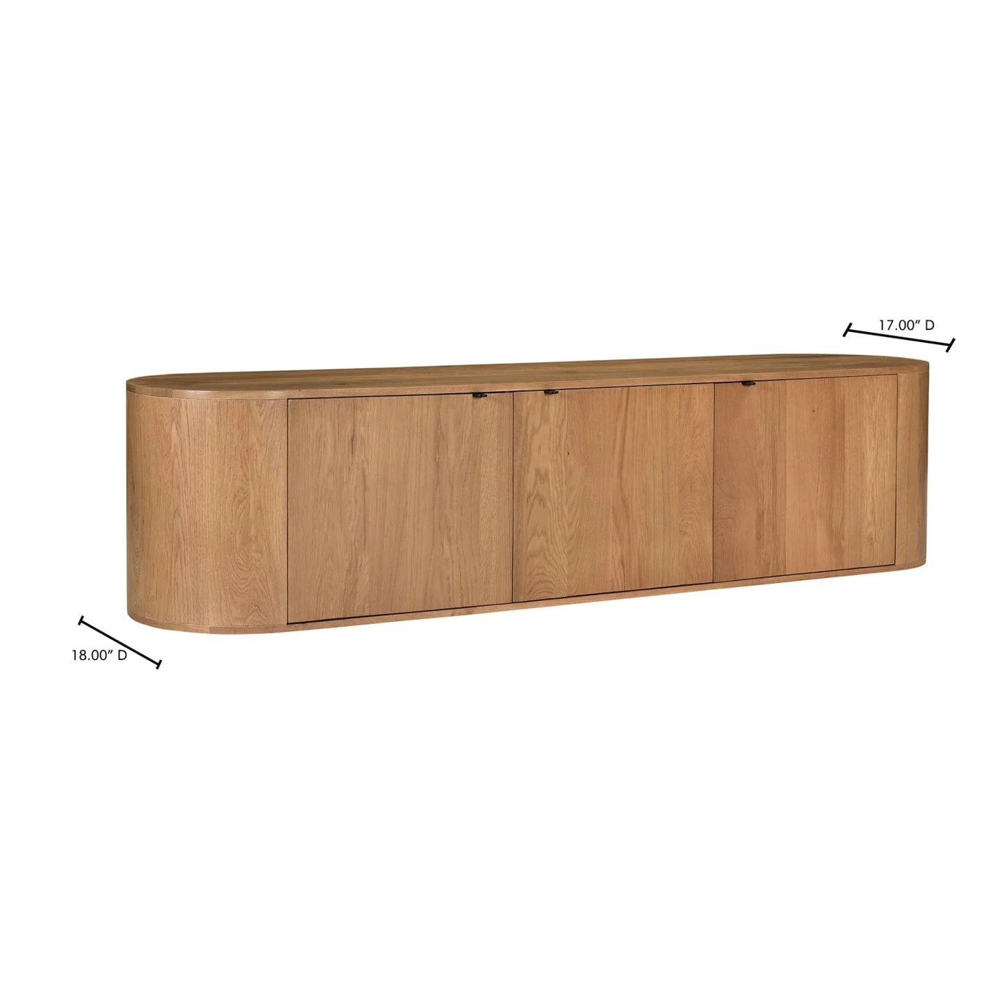 Luxury Natural Oak 3-Door Media Unit Modern Italian Style for Villa