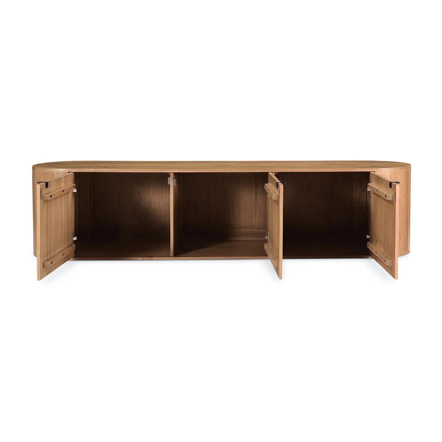 Luxury Natural Oak 3-Door Media Unit Modern Italian Style for Villa