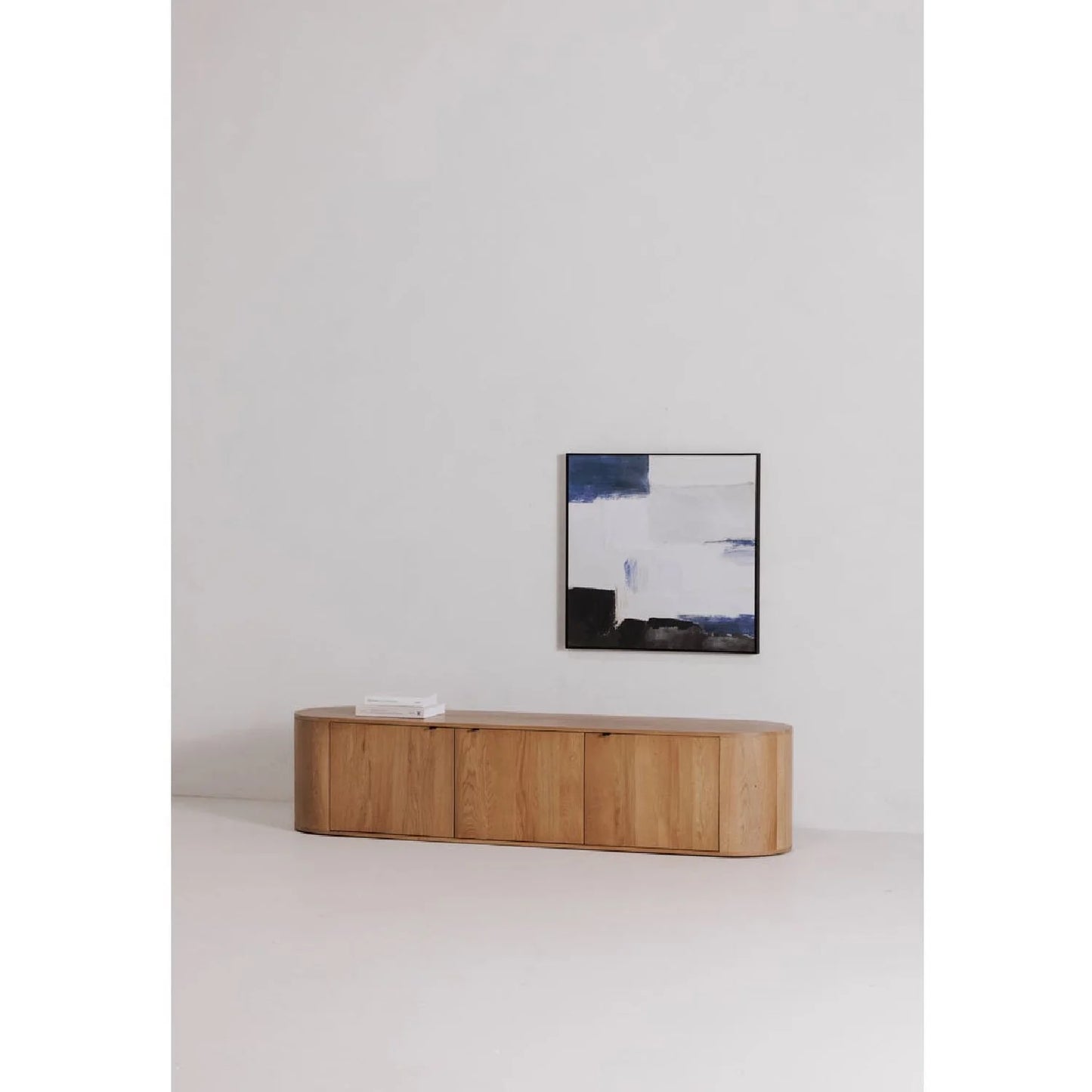 Luxury Natural Oak 3-Door Media Unit Modern Italian Style for Villa