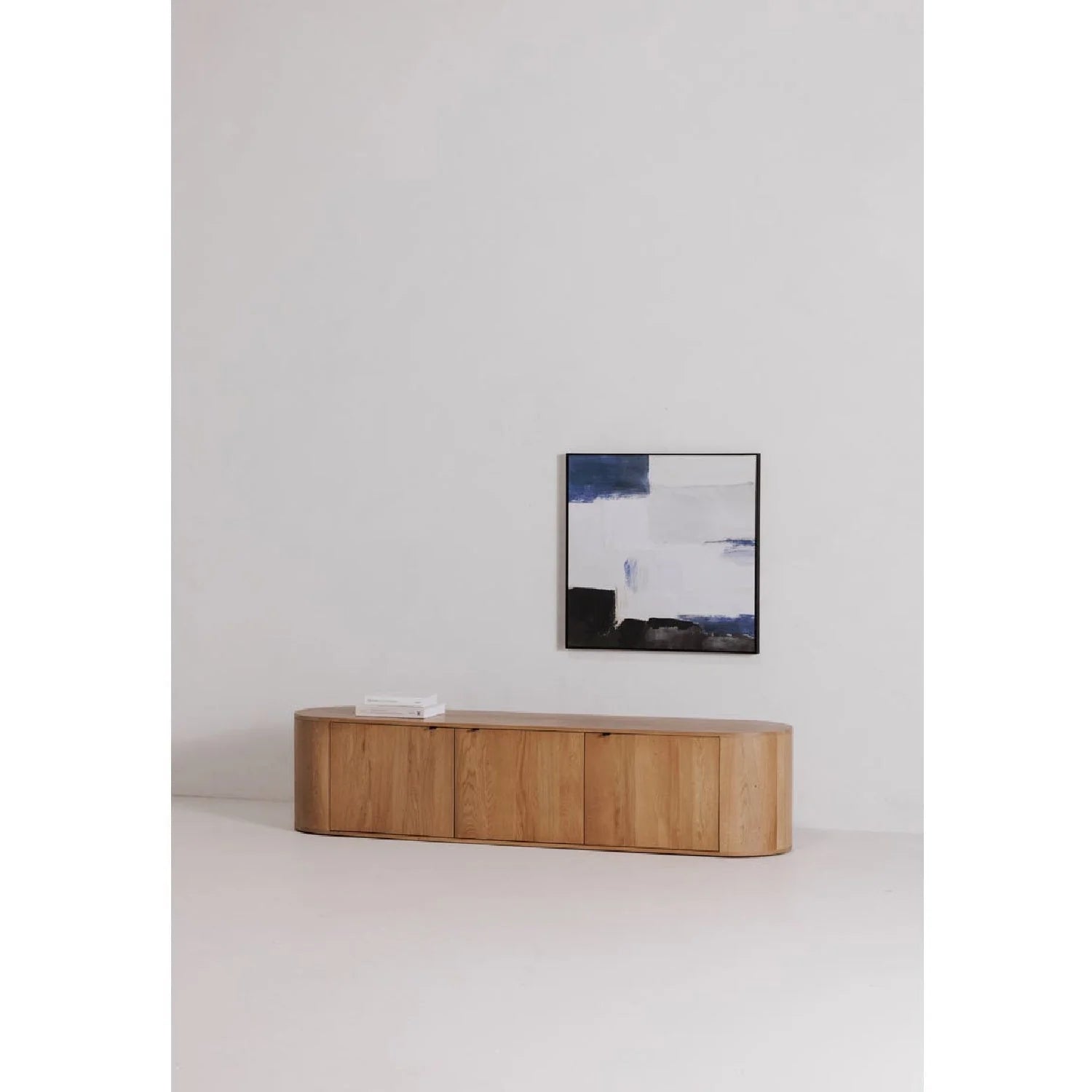Luxury Natural Oak 3-Door Media Unit Modern Italian Style for Villa
