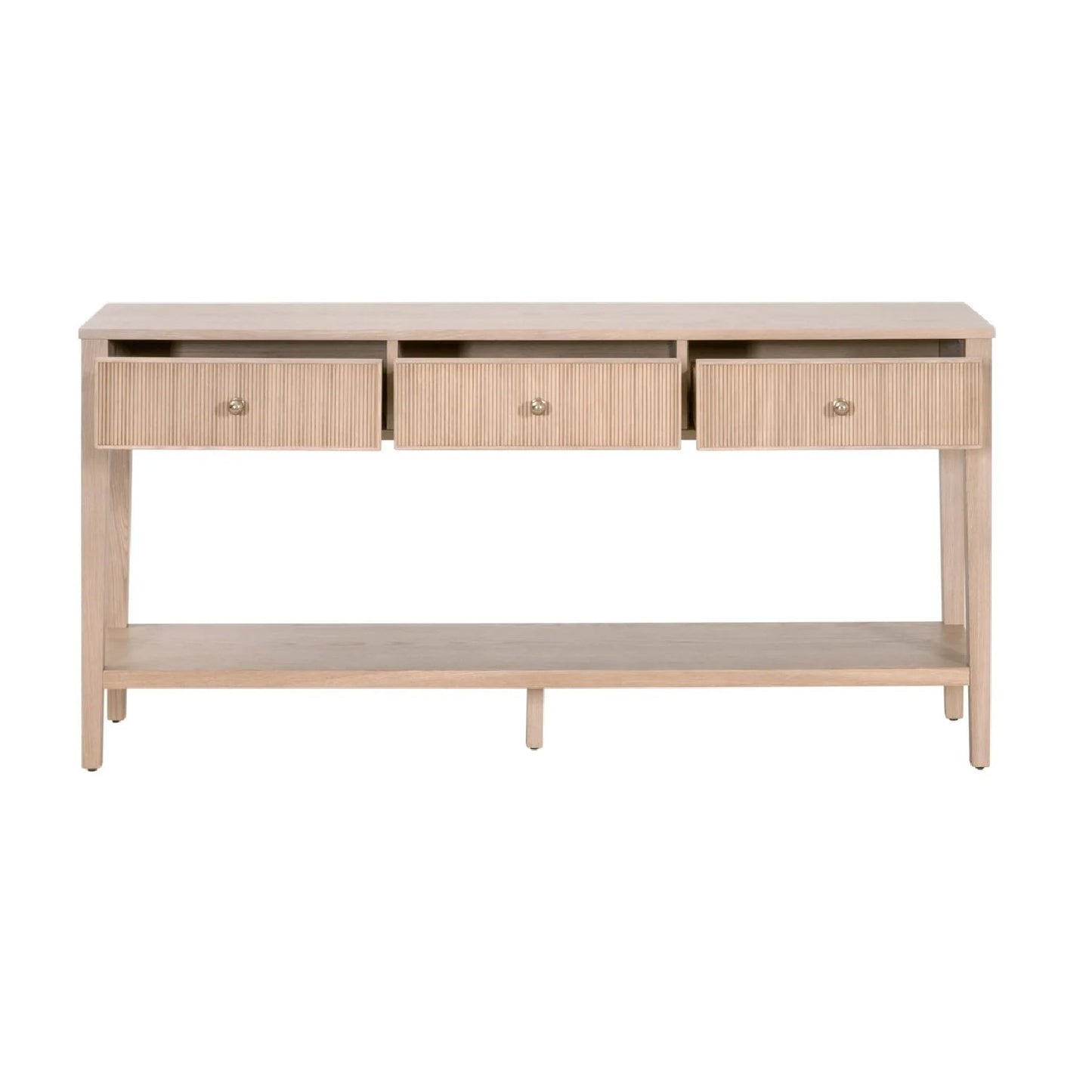Luxury Natural Oak 3-Drawer Console Table Modern Italian Style for Villa
