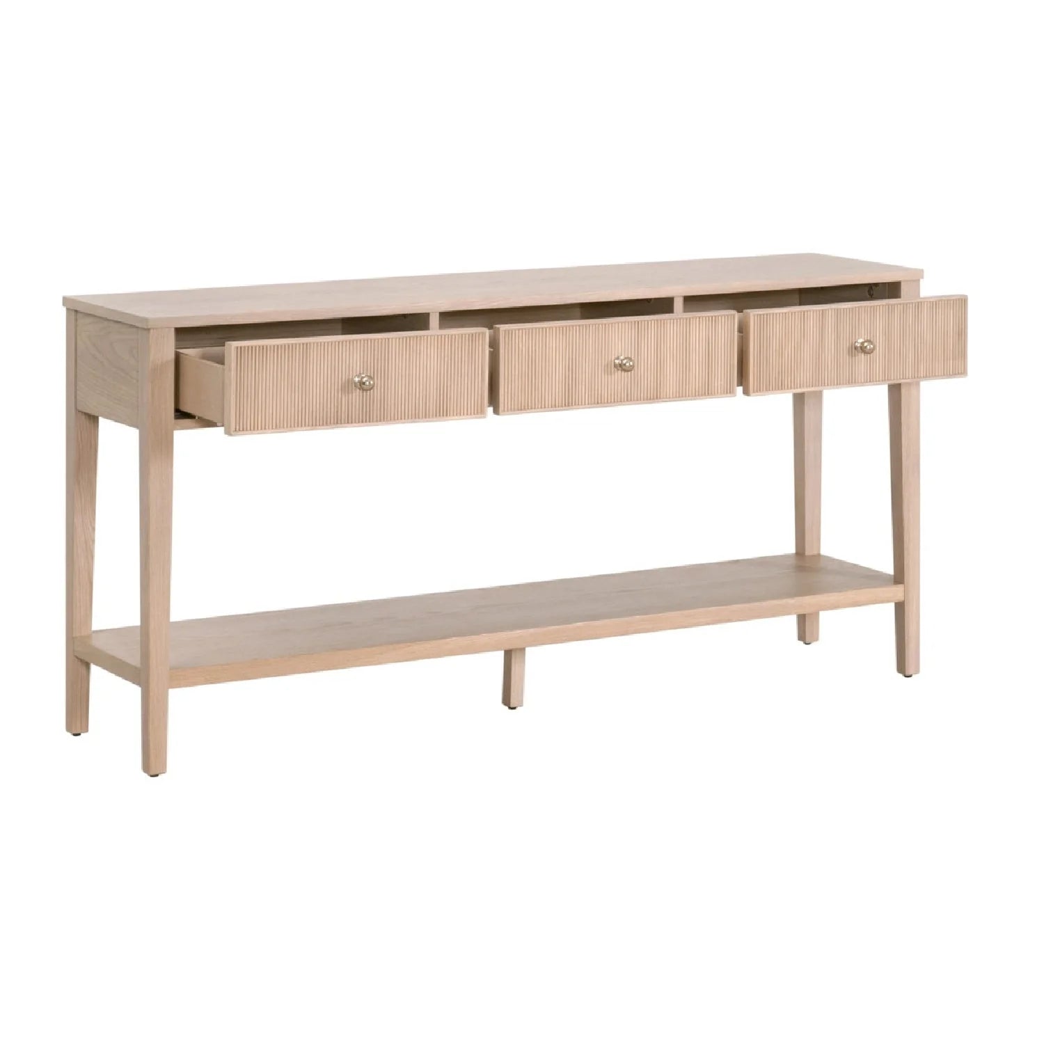 Luxury Natural Oak 3-Drawer Console Table Modern Italian Style for Villa