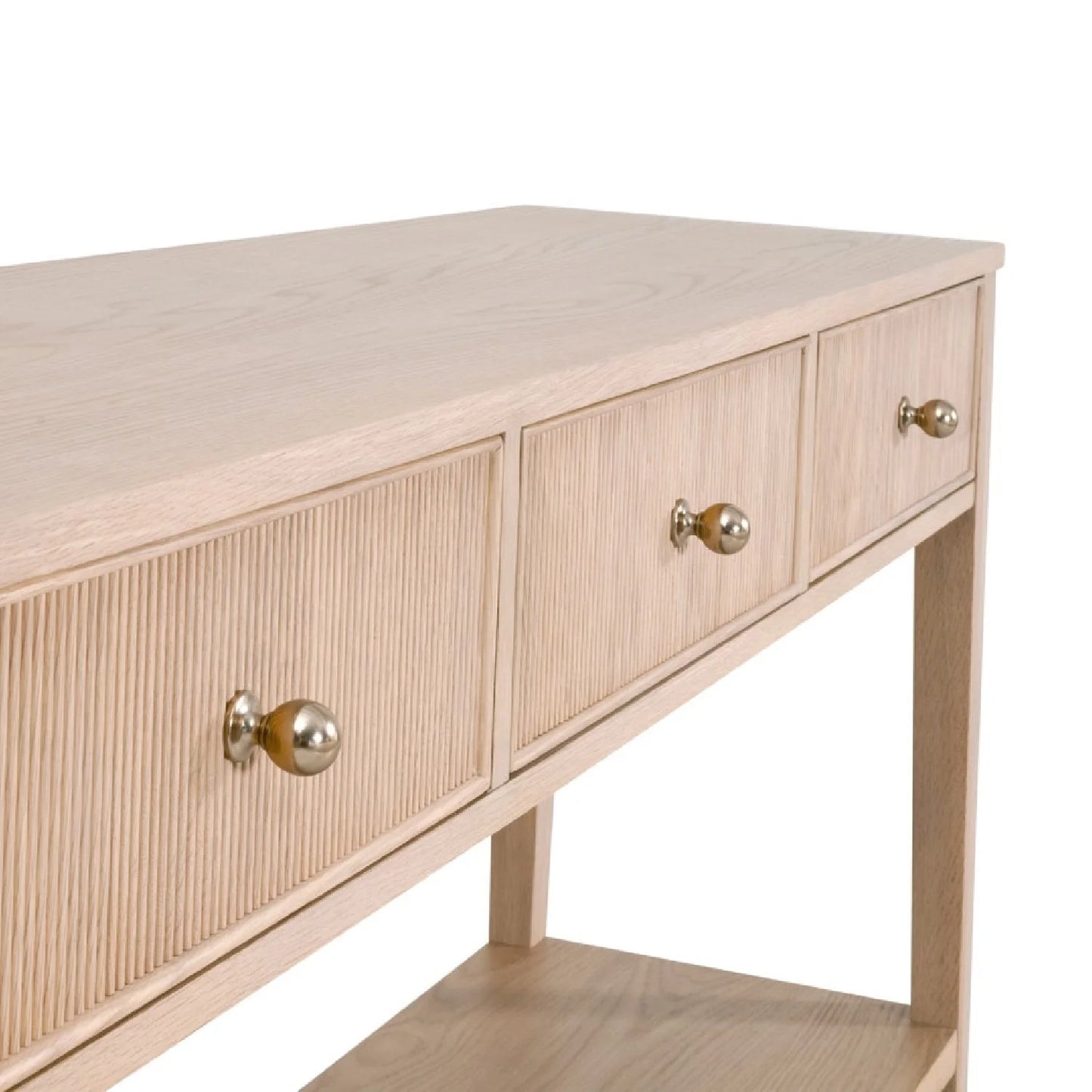 Luxury Natural Oak 3-Drawer Console Table Modern Italian Style for Villa