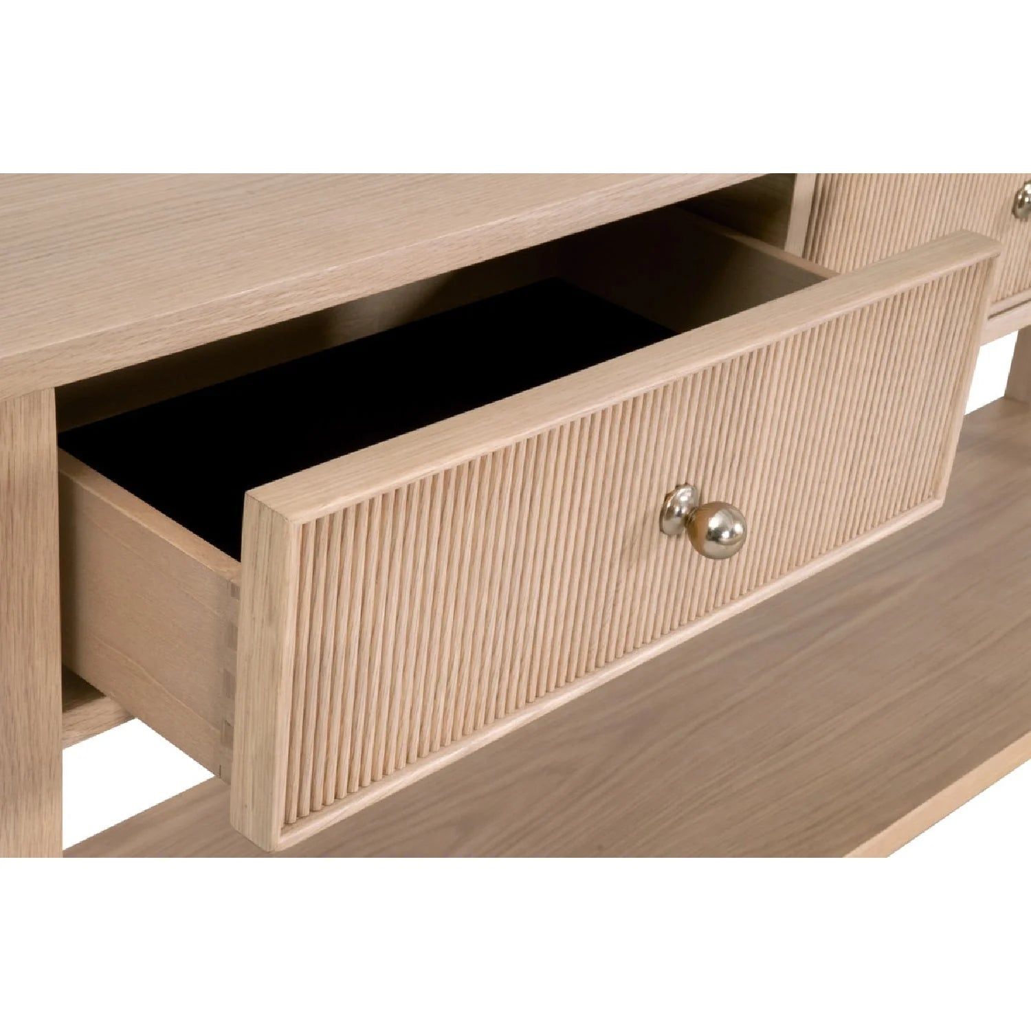 Luxury Natural Oak 3-Drawer Console Table Modern Italian Style for Villa