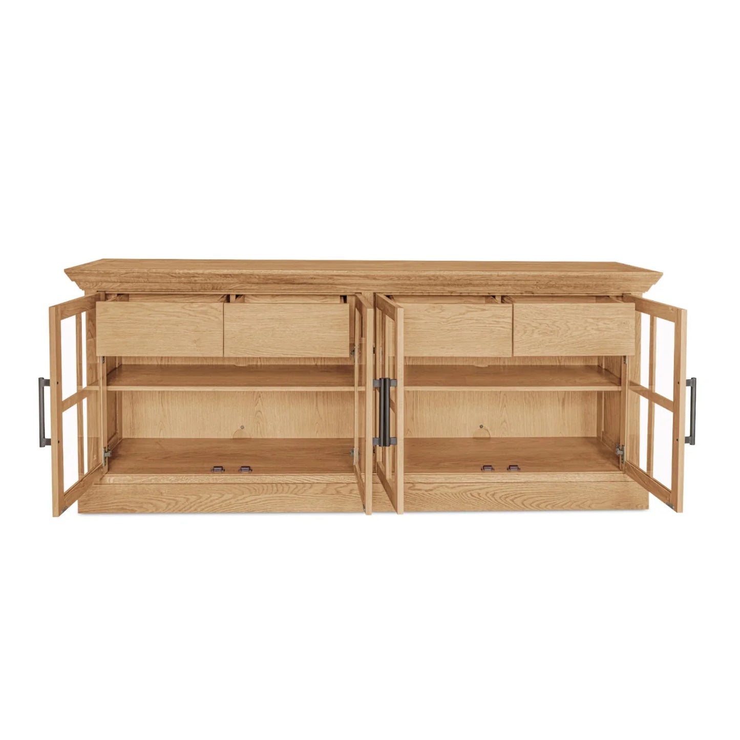 Luxury Natural Oak 4-Door Sideboard European Style for Villa