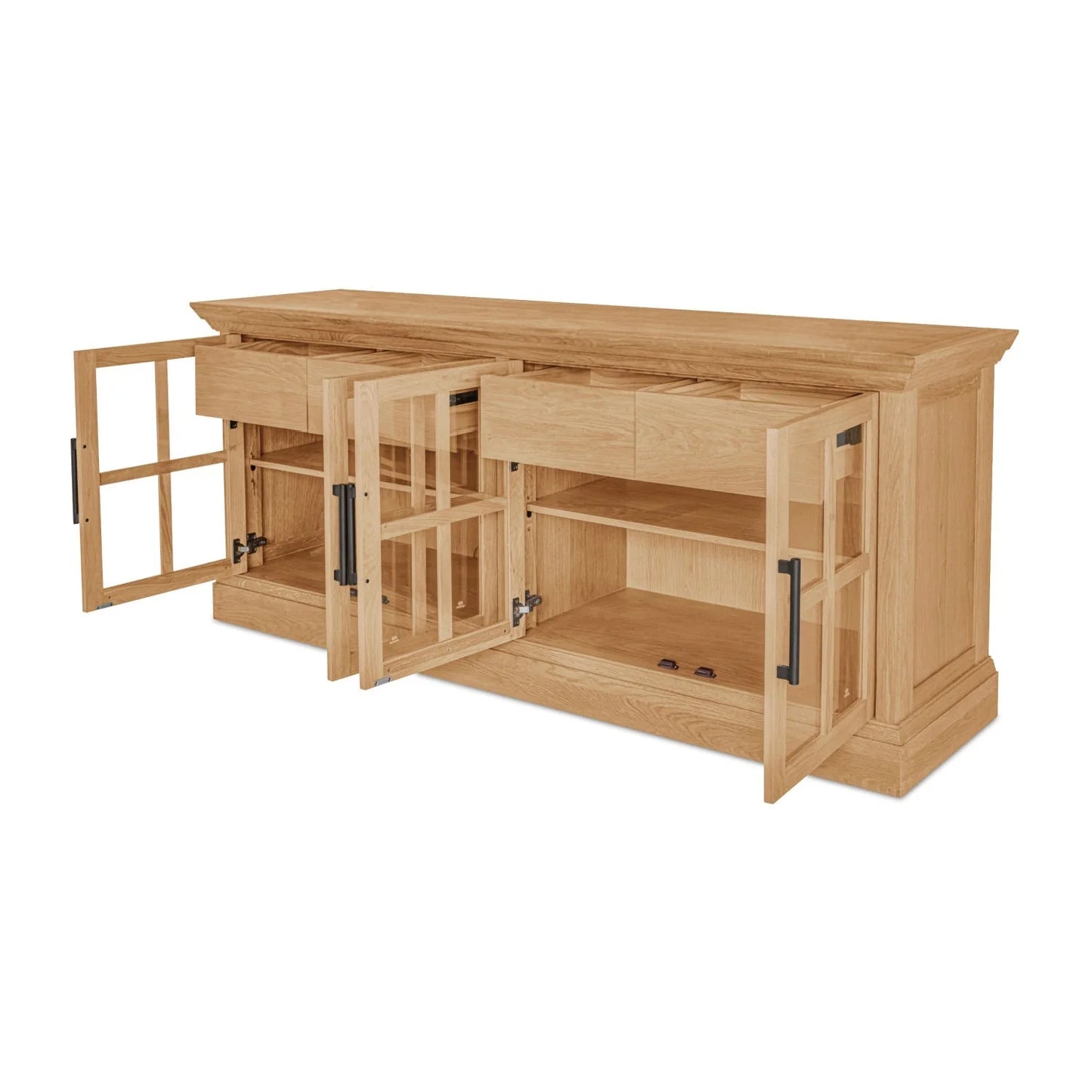 Luxury Natural Oak 4-Door Sideboard European Style for Villa