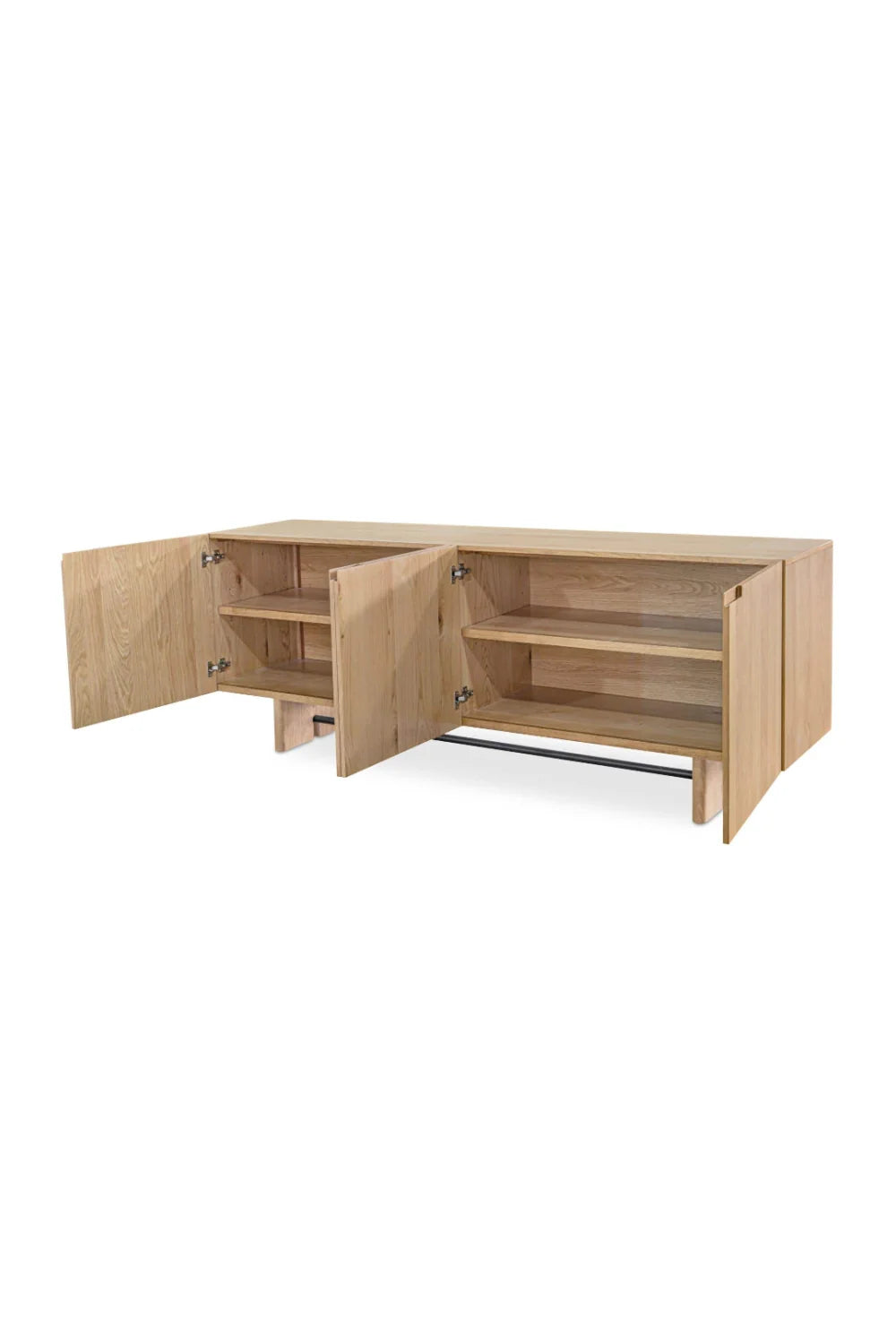 Luxury Natural Oak 4-Door Sideboard European Style for Villa