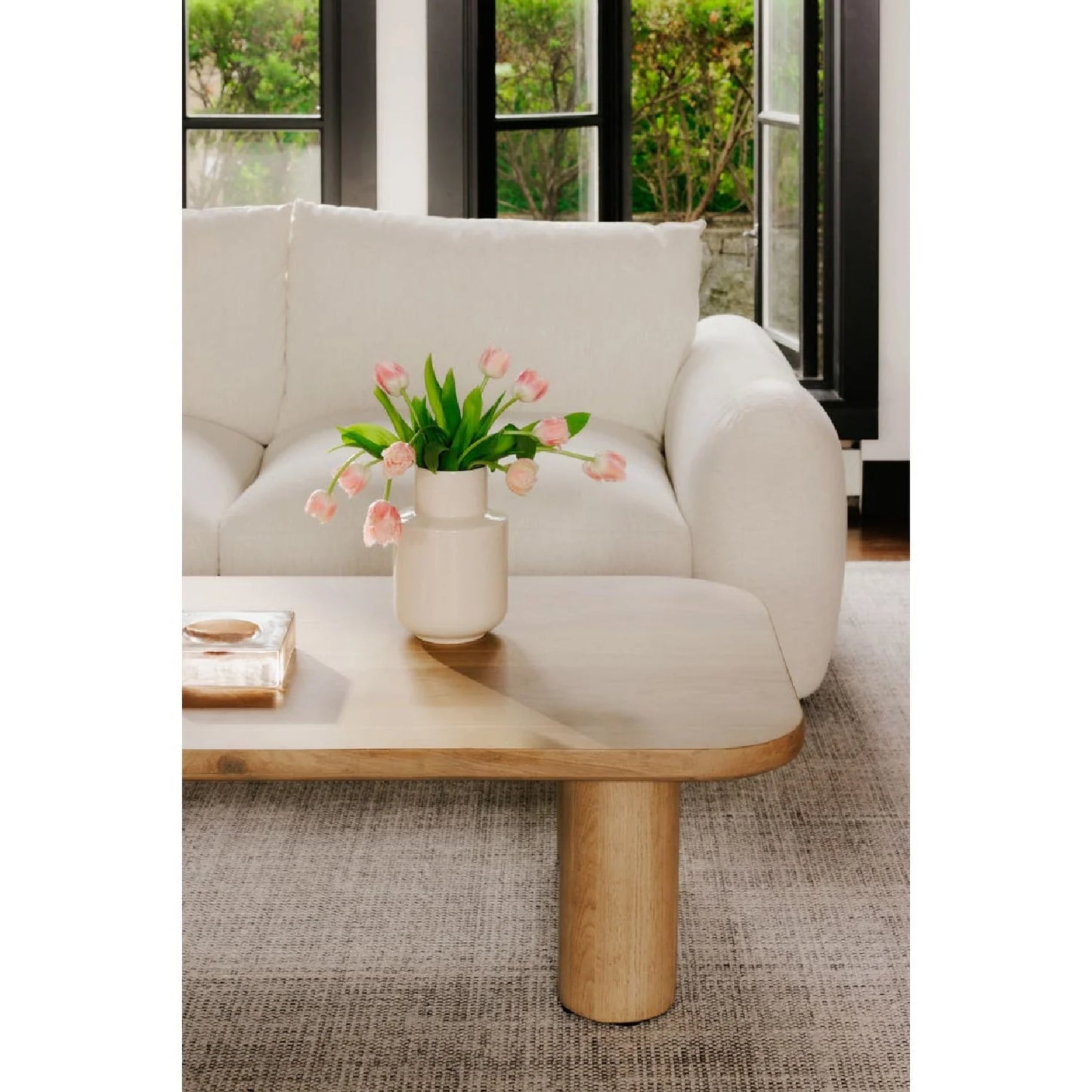 Luxury Natural Oak Coffee Table Modern Italian Style for Villa
