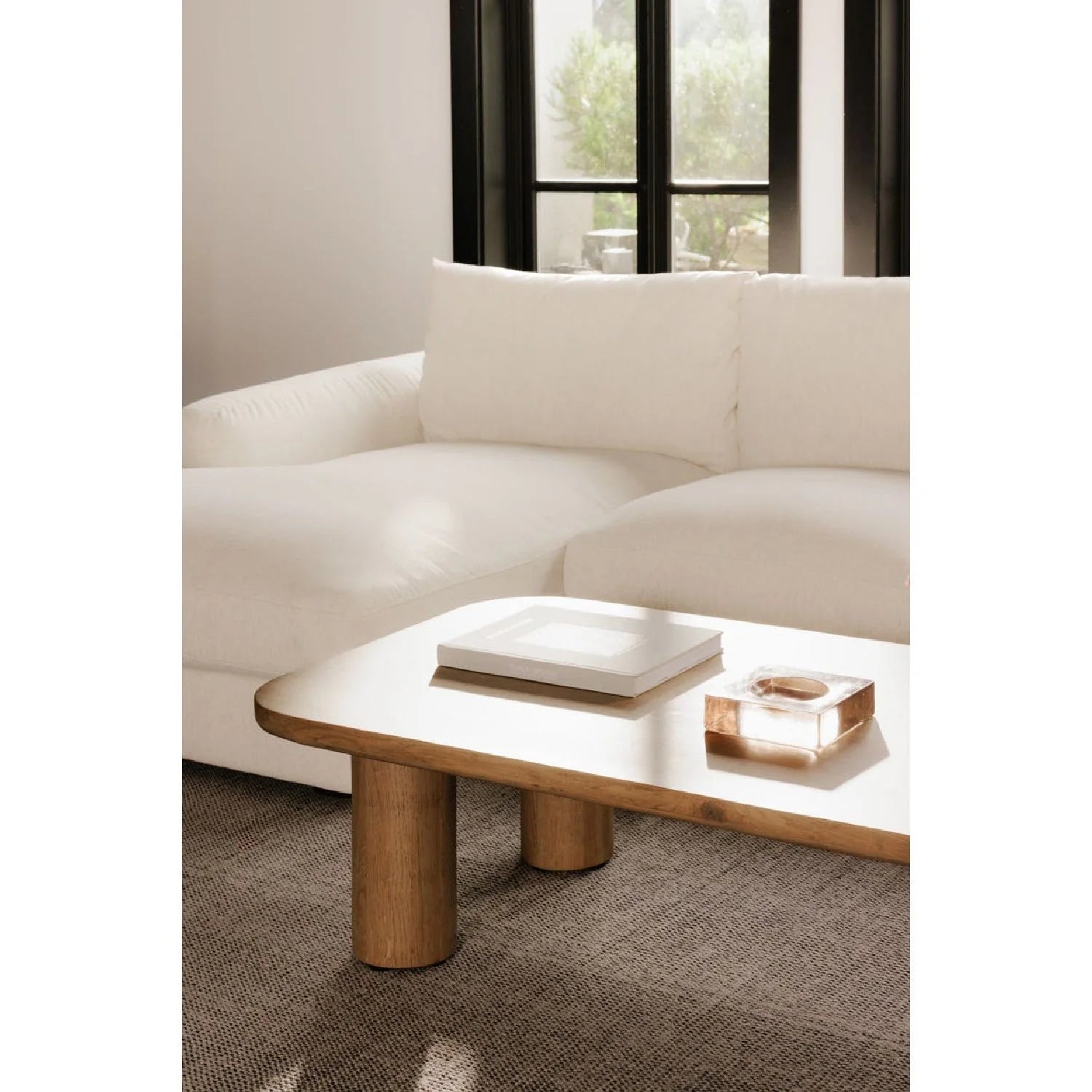 Luxury Natural Oak Coffee Table Modern Italian Style for Villa