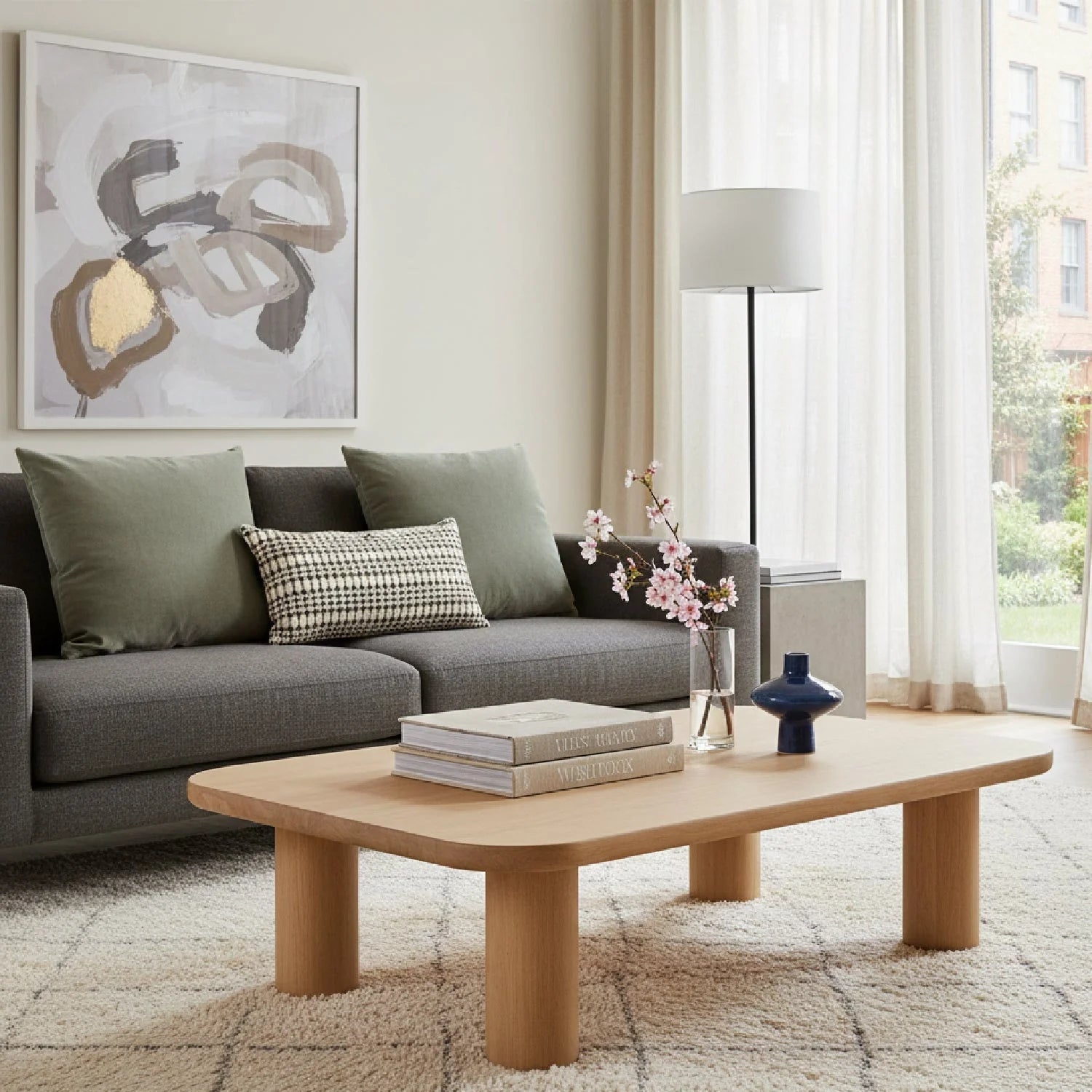 Luxury Natural Oak Coffee Table Modern Italian Style for Villa