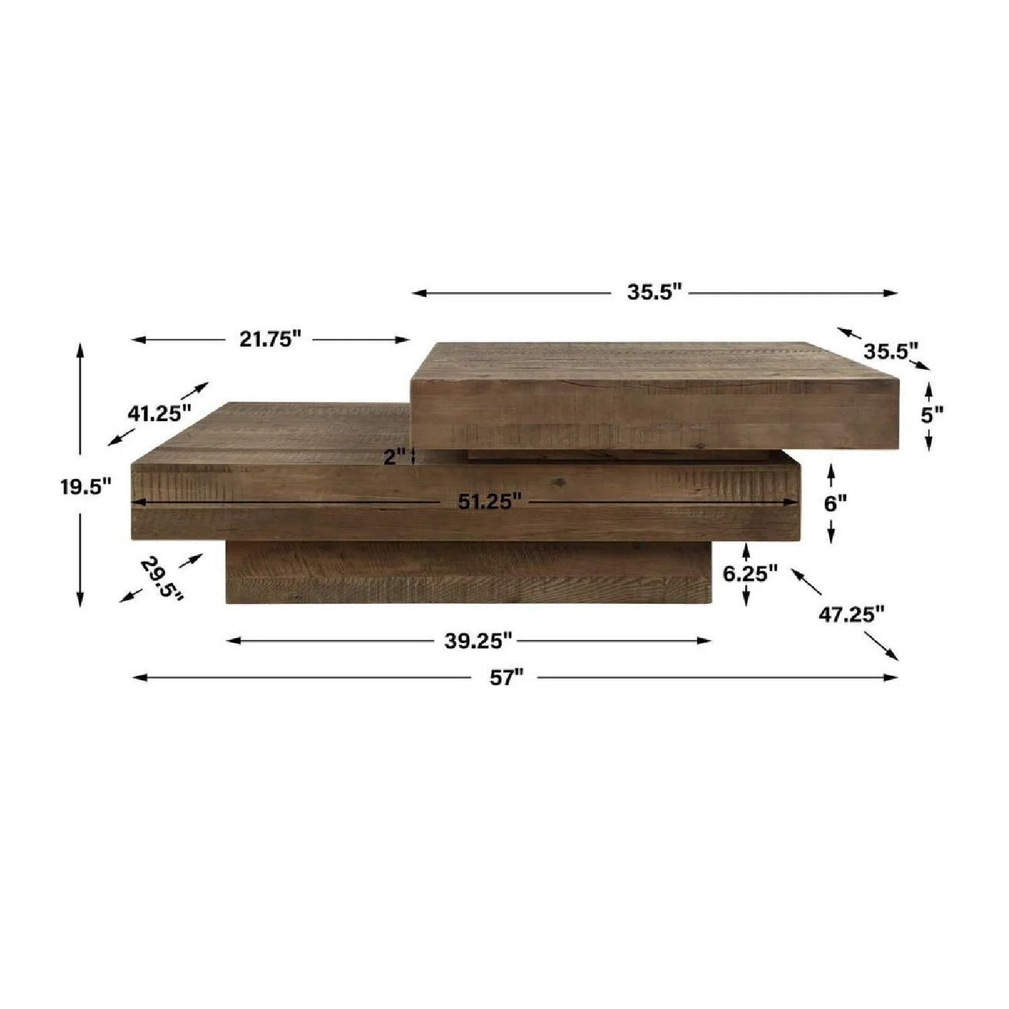 Luxury Natural Oak Coffee Table Modern Italian Style for Villa