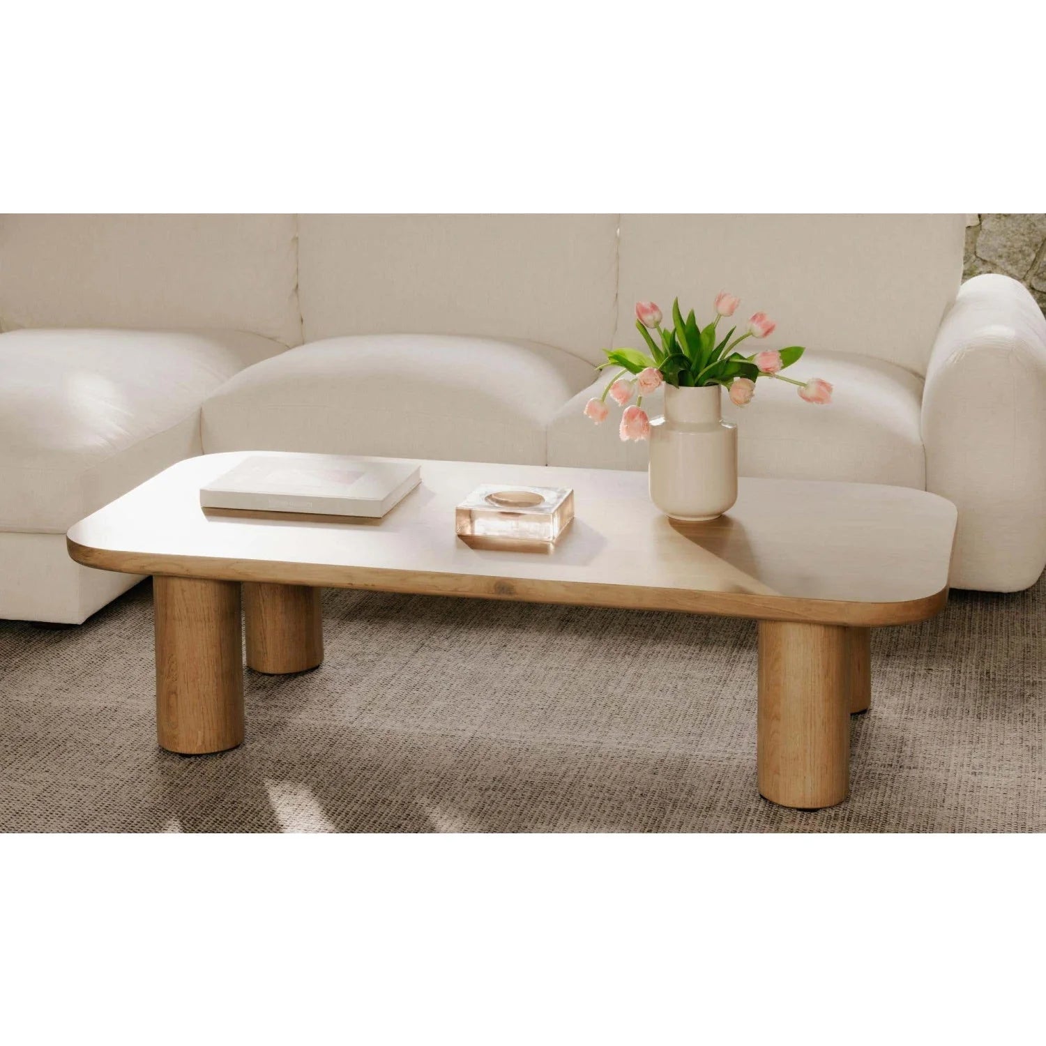 Luxury Natural Oak Coffee Table Modern Italian Style for Villa