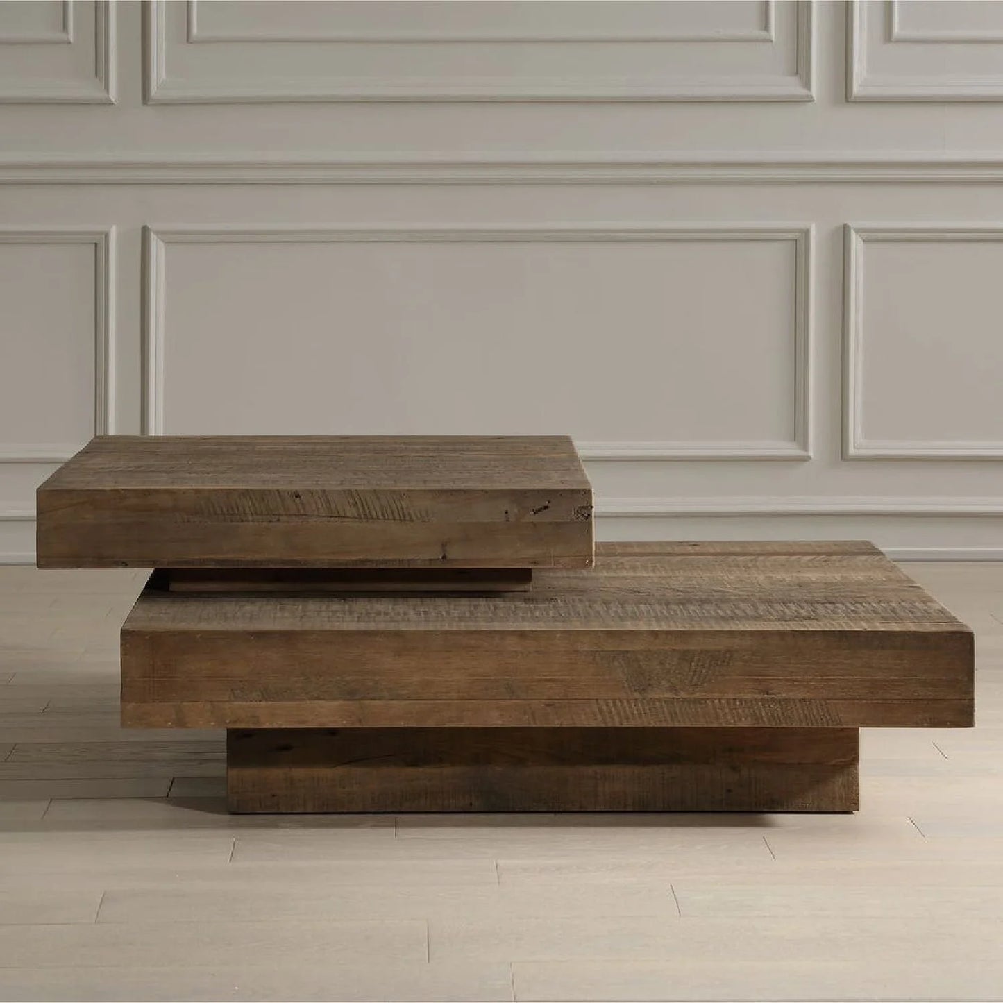 Luxury Natural Oak Coffee Table Modern Italian Style for Villa