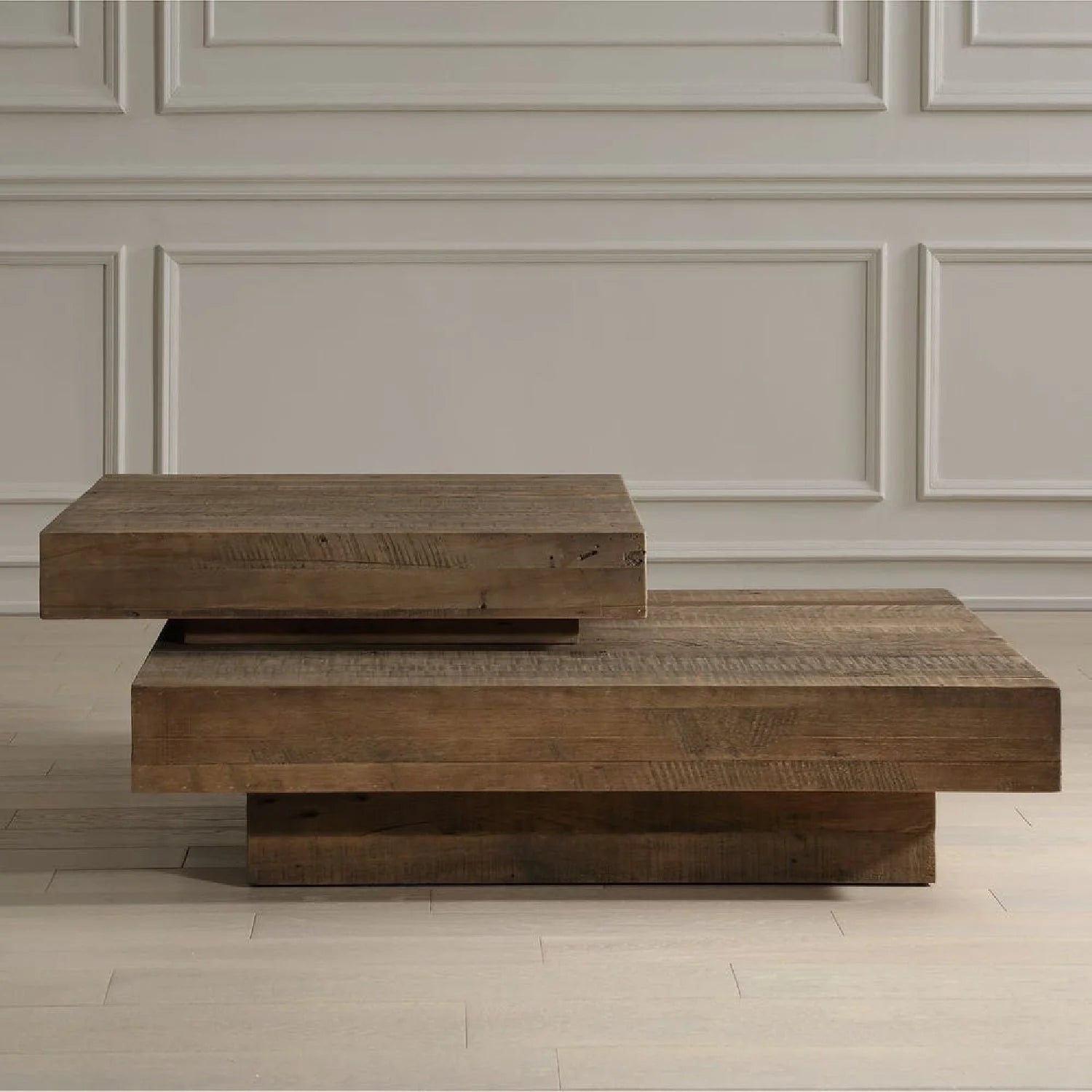 Luxury Natural Oak Coffee Table Modern Italian Style for Villa