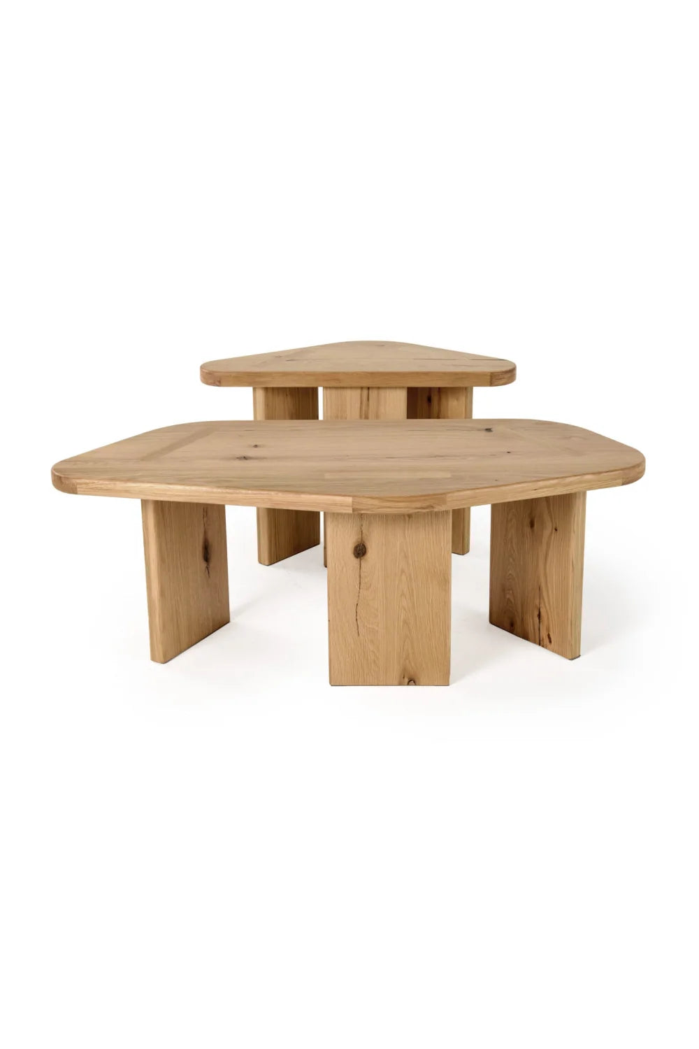 Luxury Natural Oak Coffee Table Set Modern Italian Style for Villa