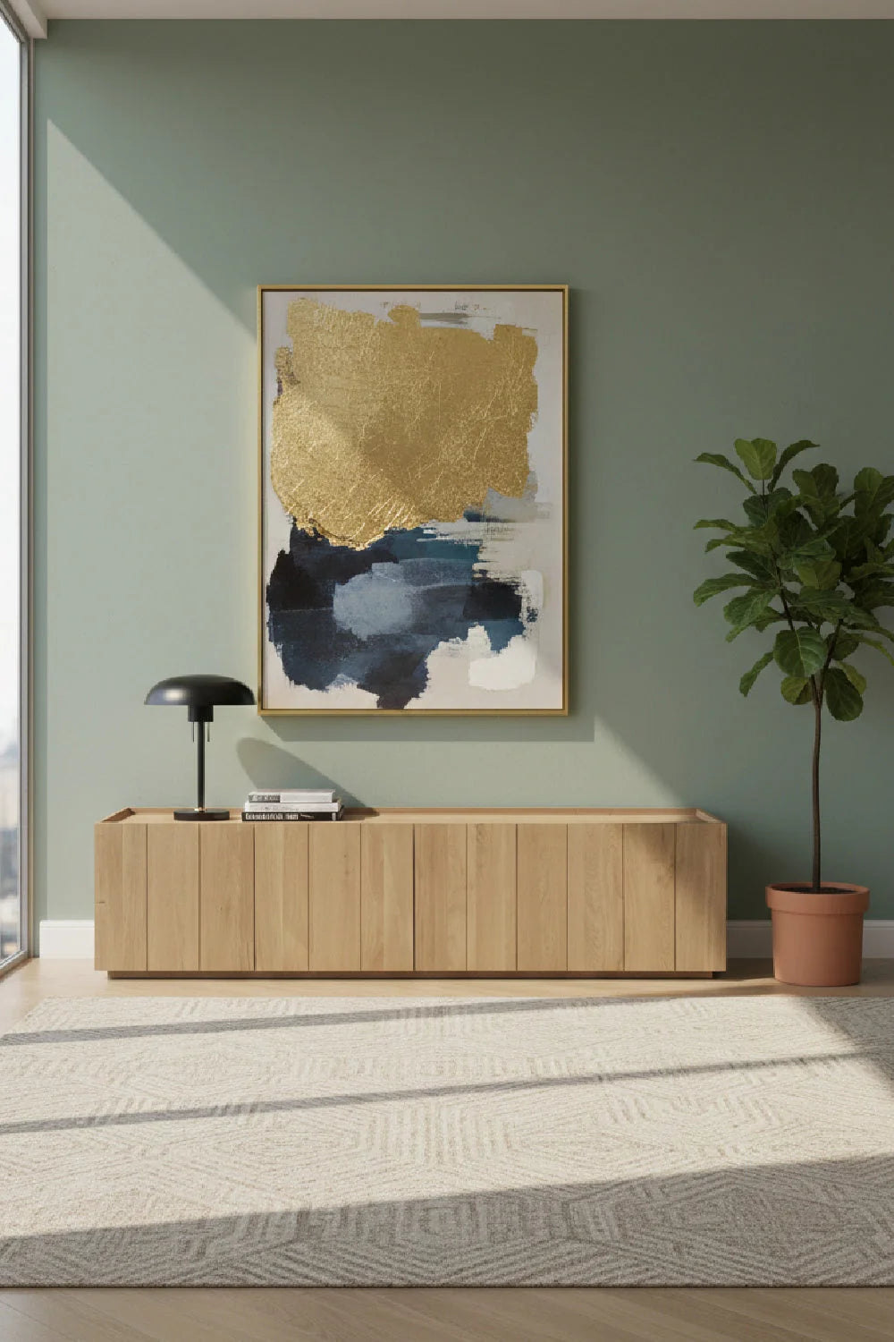 Luxury Natural Oak Media Cabinet Modern Italian Style for Villa
