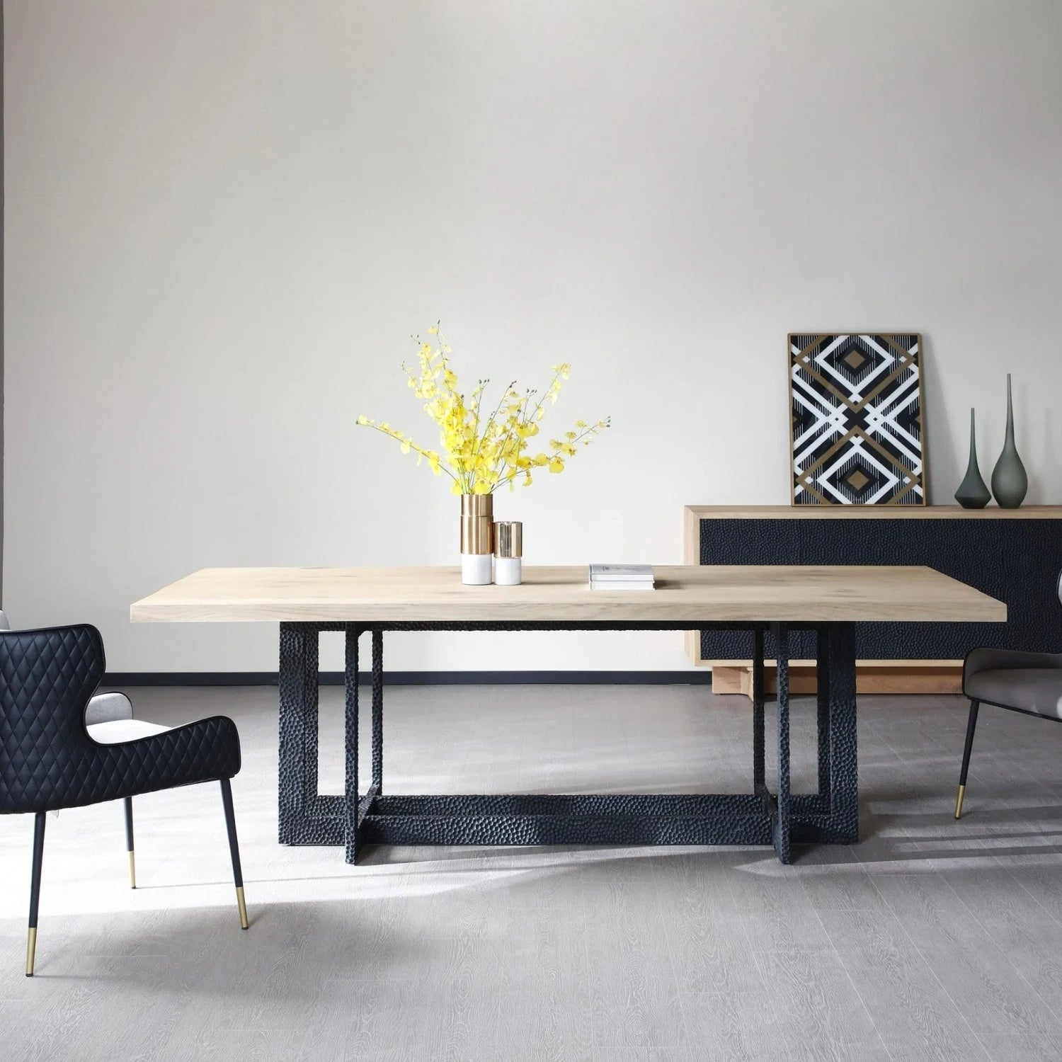 Luxury Natural Oak Veneer Dining Table Modern Italian Style for Villa