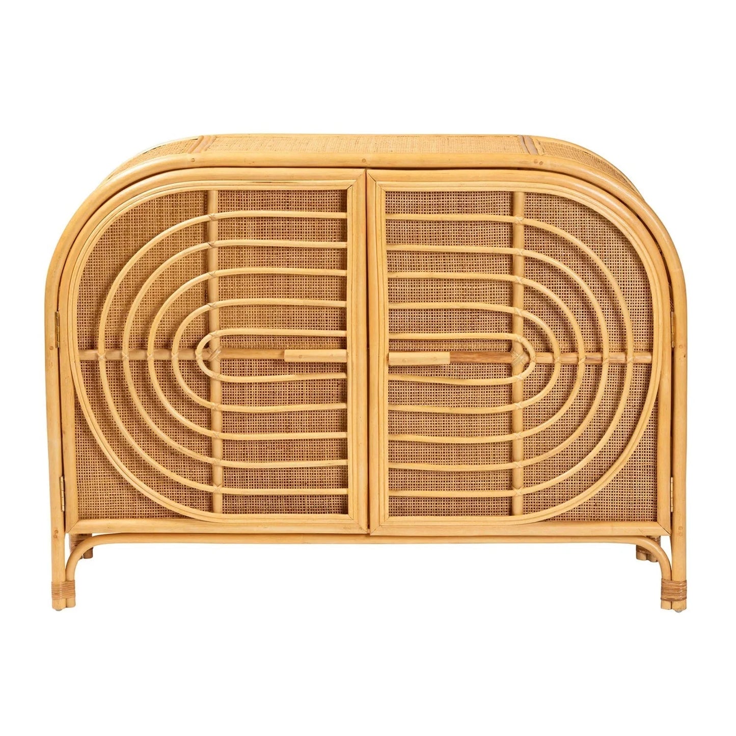 Luxury Natural Rattan 2-Door Sideboard European Style for Villa