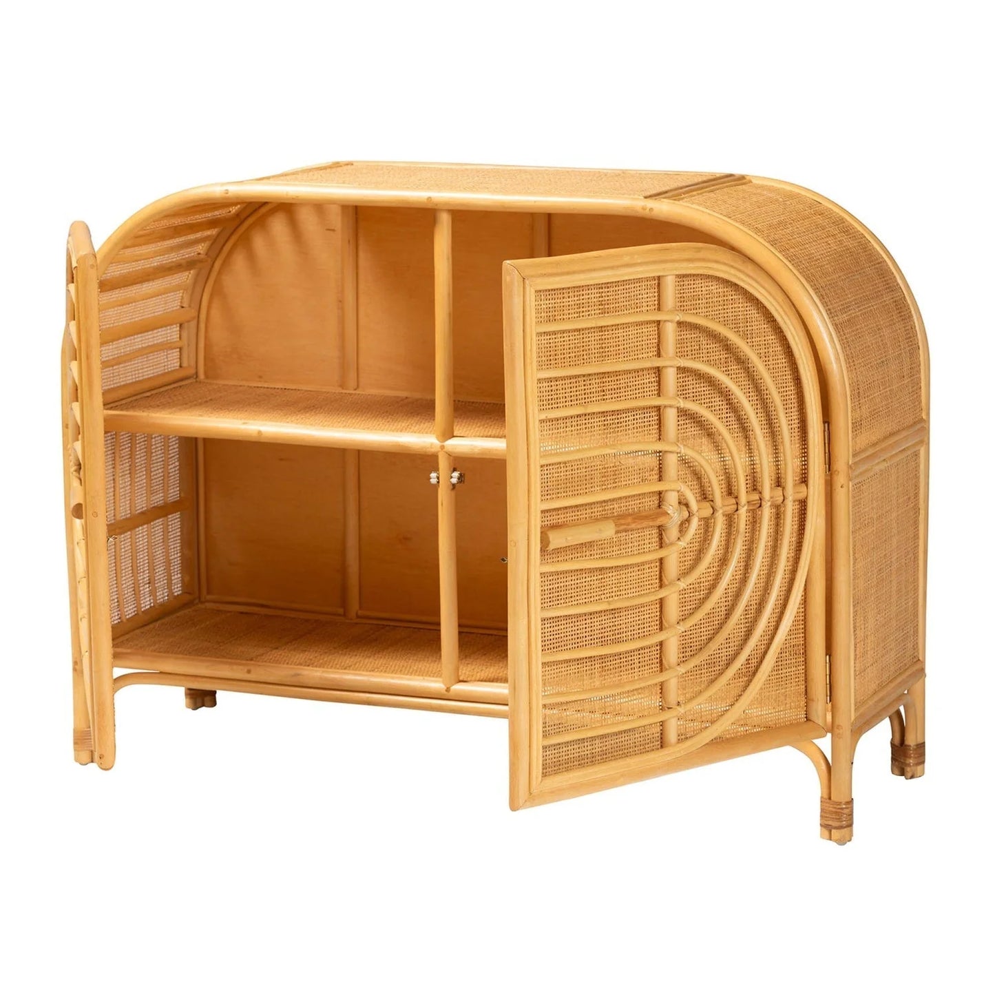 Luxury Natural Rattan 2-Door Sideboard European Style for Villa