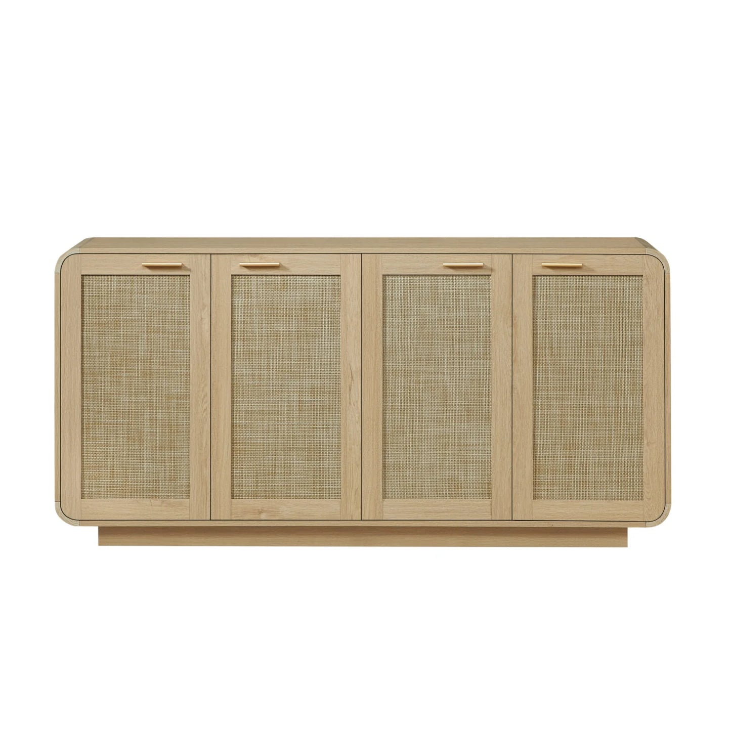 Luxury Natural Rattan 4-Door Sideboard European Style for Villa