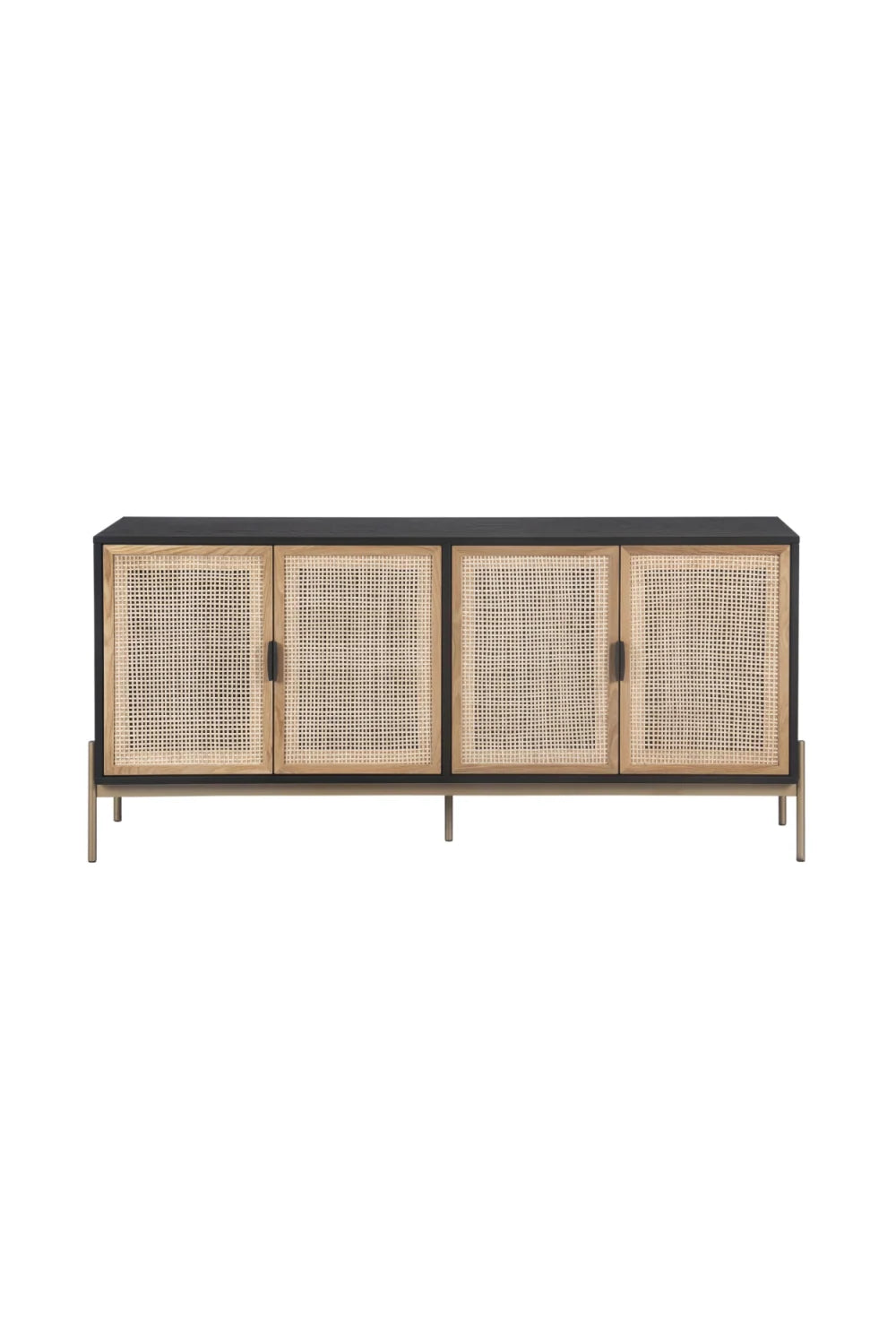 Luxury Natural Rattan 4-Door Sideboard European Style for Villa