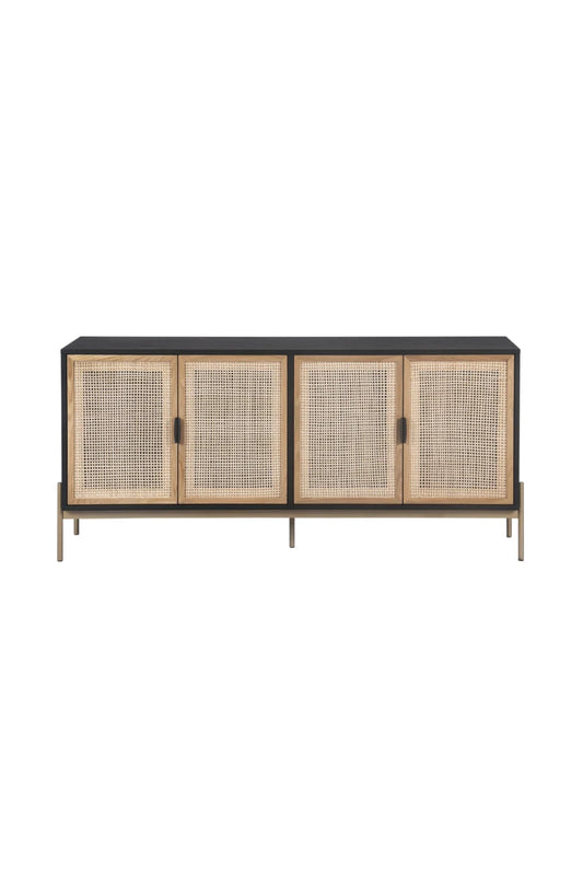 Luxury Natural Rattan 4-Door Sideboard European Style for Villa