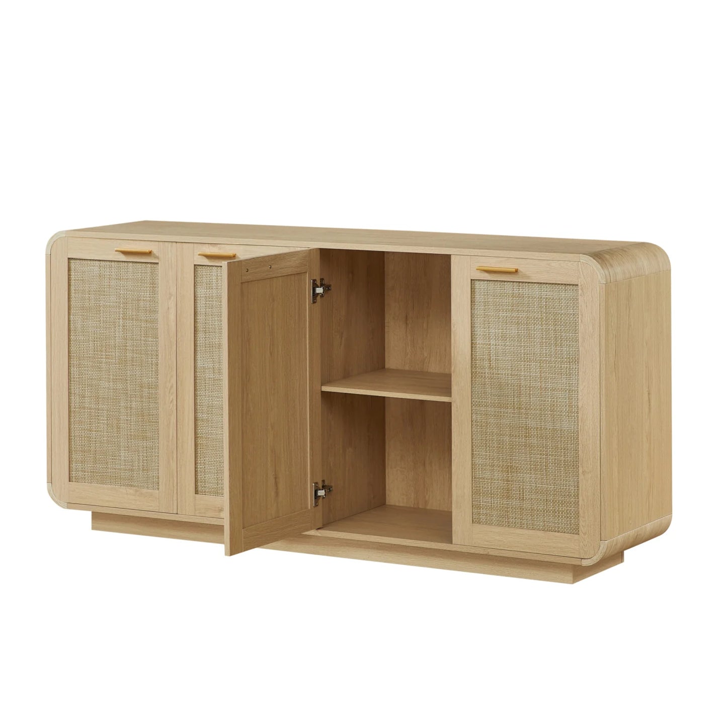 Luxury Natural Rattan 4-Door Sideboard European Style for Villa