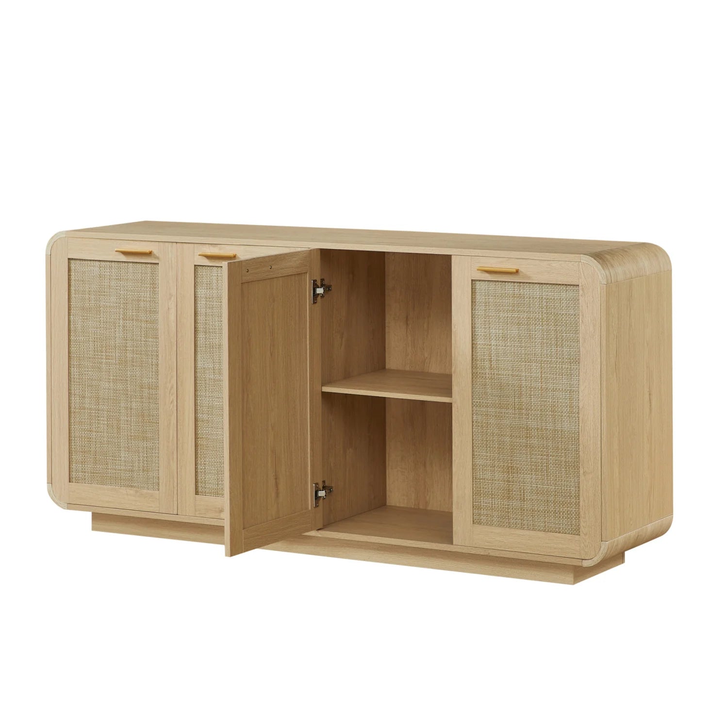 Luxury Natural Rattan 4-Door Sideboard European Style for Villa