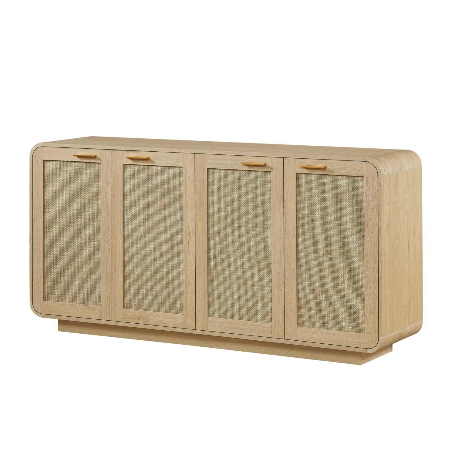 Luxury Natural Rattan 4-Door Sideboard European Style for Villa
