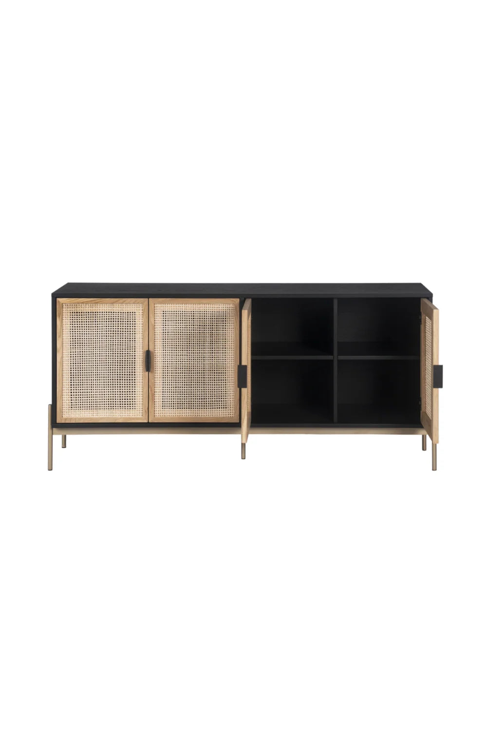 Luxury Natural Rattan 4-Door Sideboard European Style for Villa