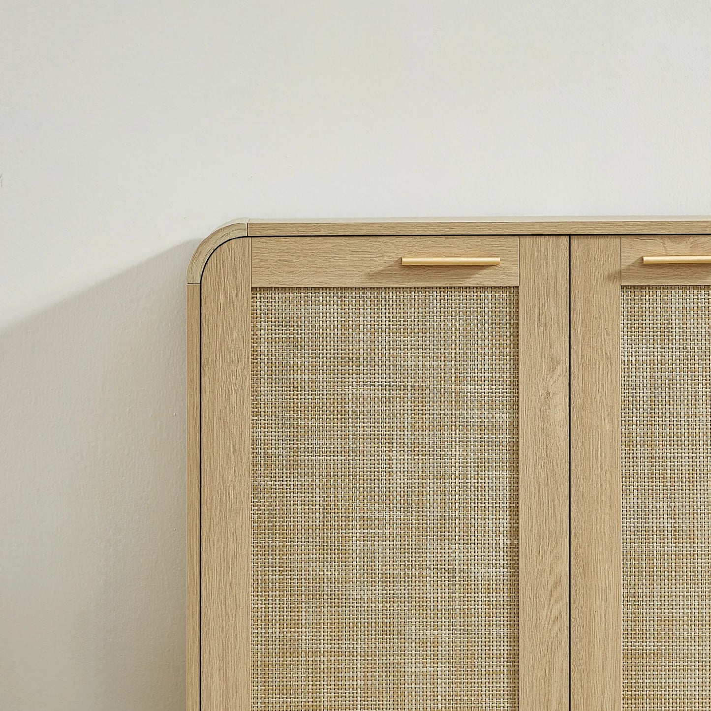 Luxury Natural Rattan 4-Door Sideboard European Style for Villa