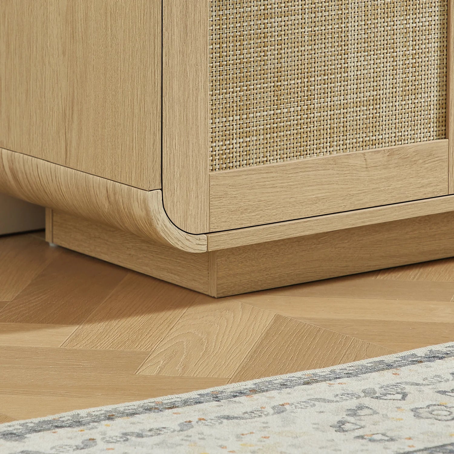 Luxury Natural Rattan 4-Door Sideboard European Style for Villa