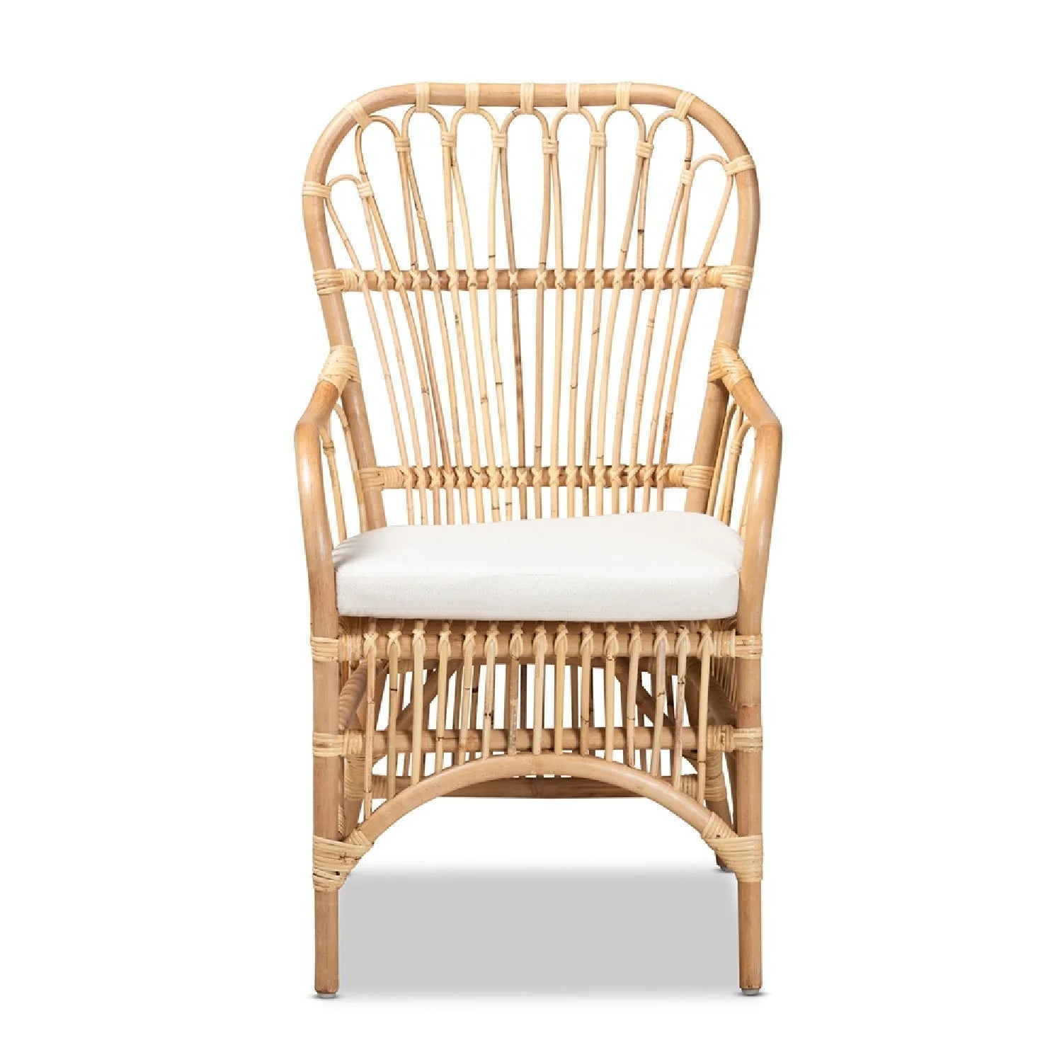 Luxury Natural Rattan Accent Chair Modern Italian Style for Villa