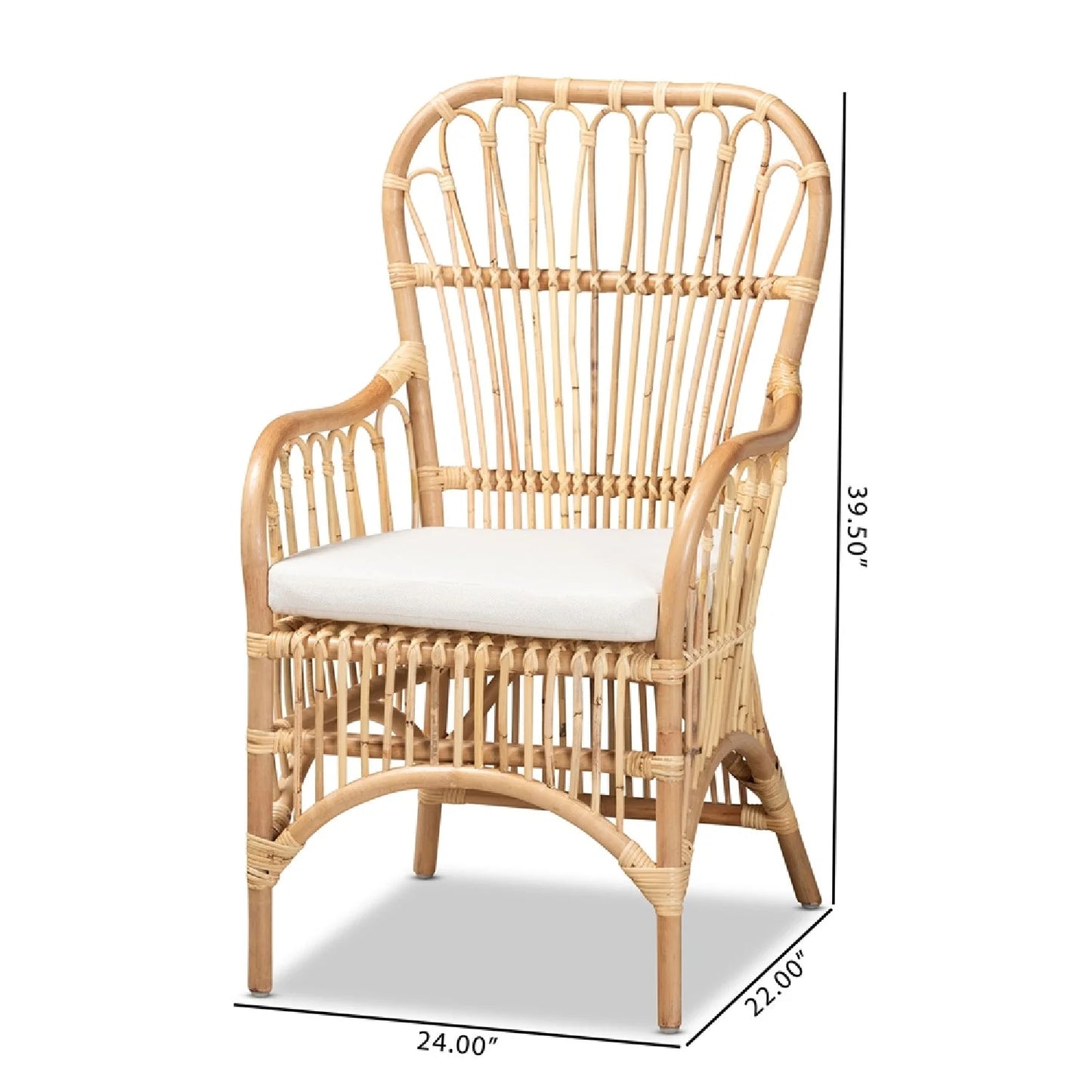Luxury Natural Rattan Accent Chair Modern Italian Style for Villa