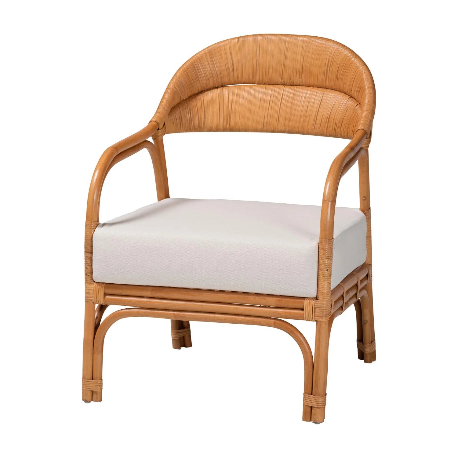 Luxury Natural Rattan Armchair Modern Italian Style for Villa