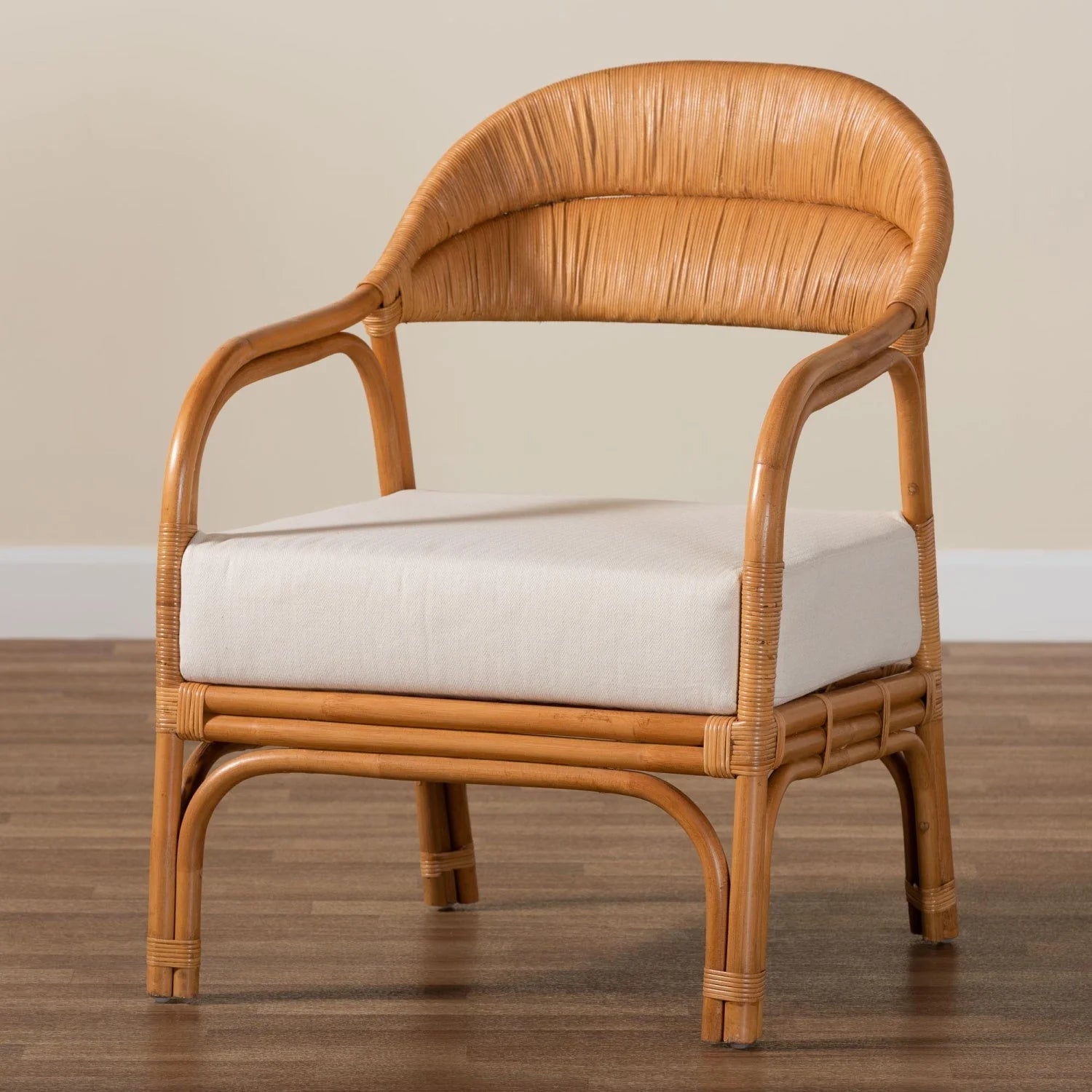 Luxury Natural Rattan Armchair Modern Italian Style for Villa