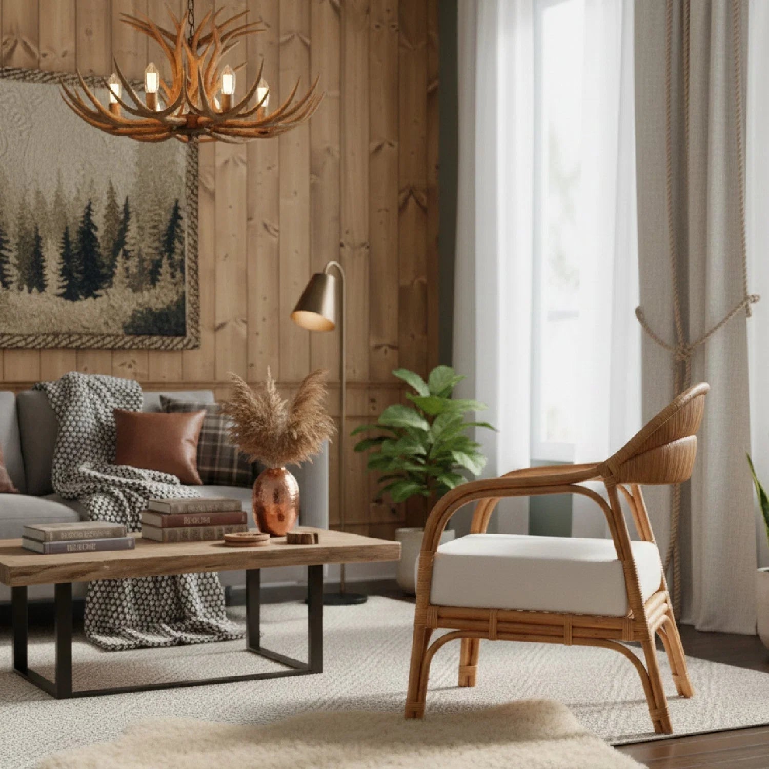 Luxury Natural Rattan Armchair Modern Italian Style for Villa