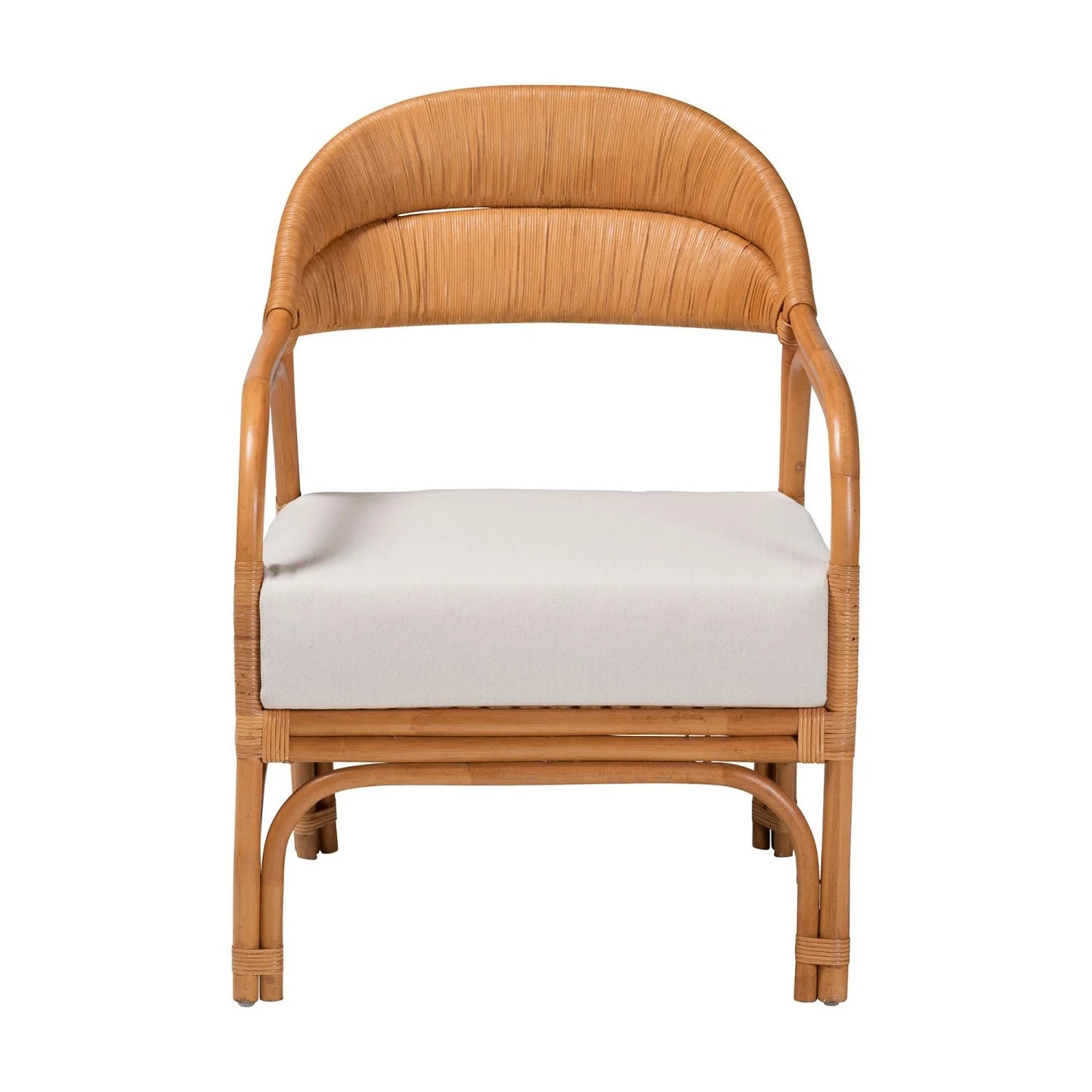 Luxury Natural Rattan Armchair Modern Italian Style for Villa