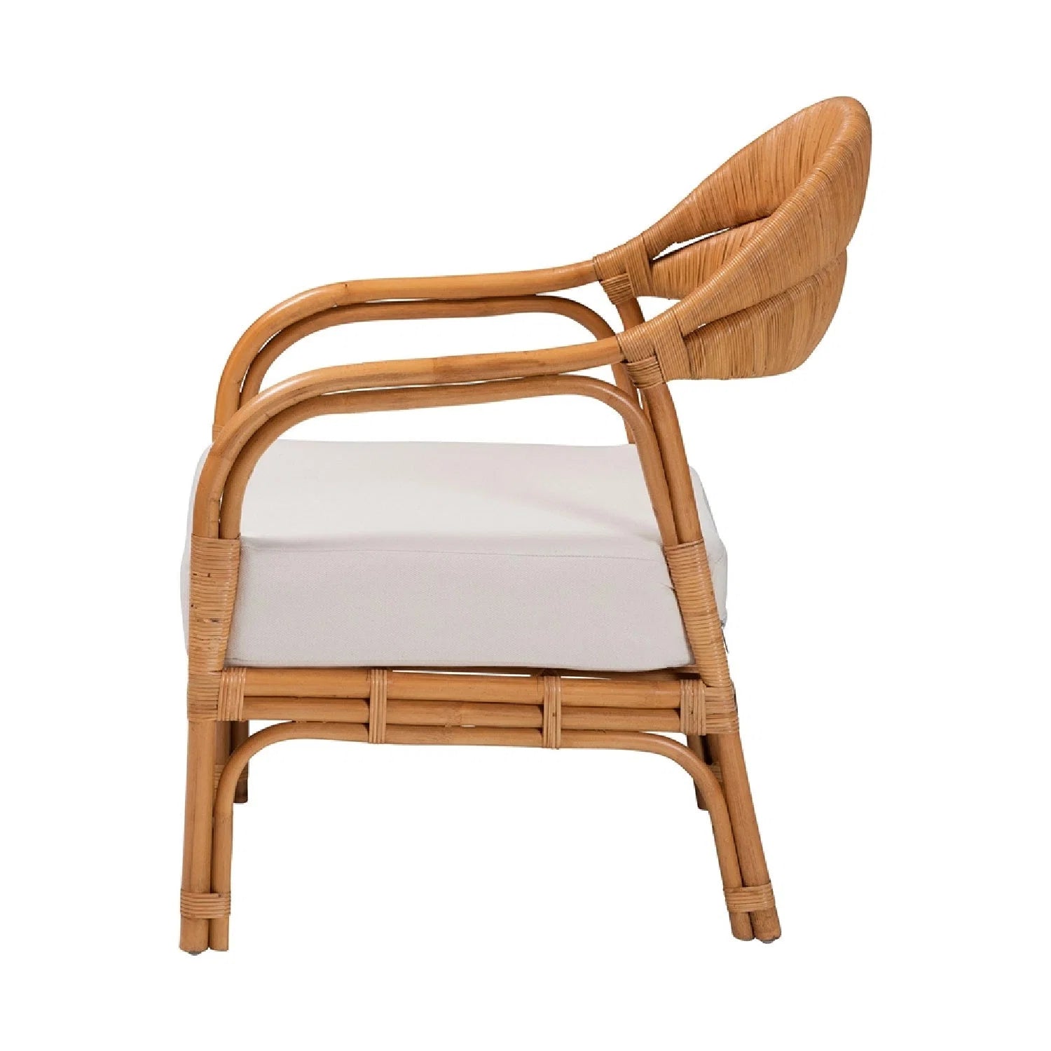 Luxury Natural Rattan Armchair Modern Italian Style for Villa