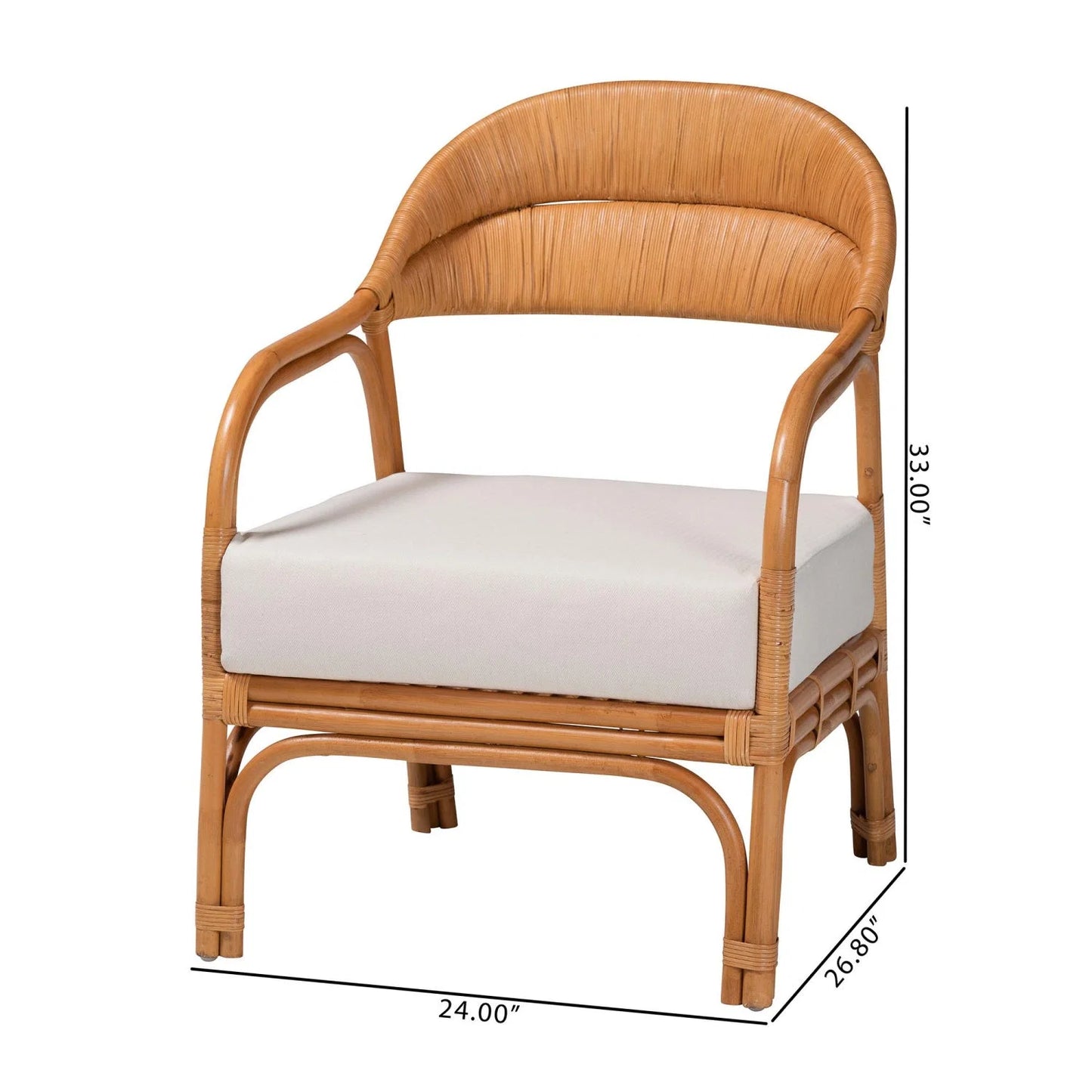 Luxury Natural Rattan Armchair Modern Italian Style for Villa